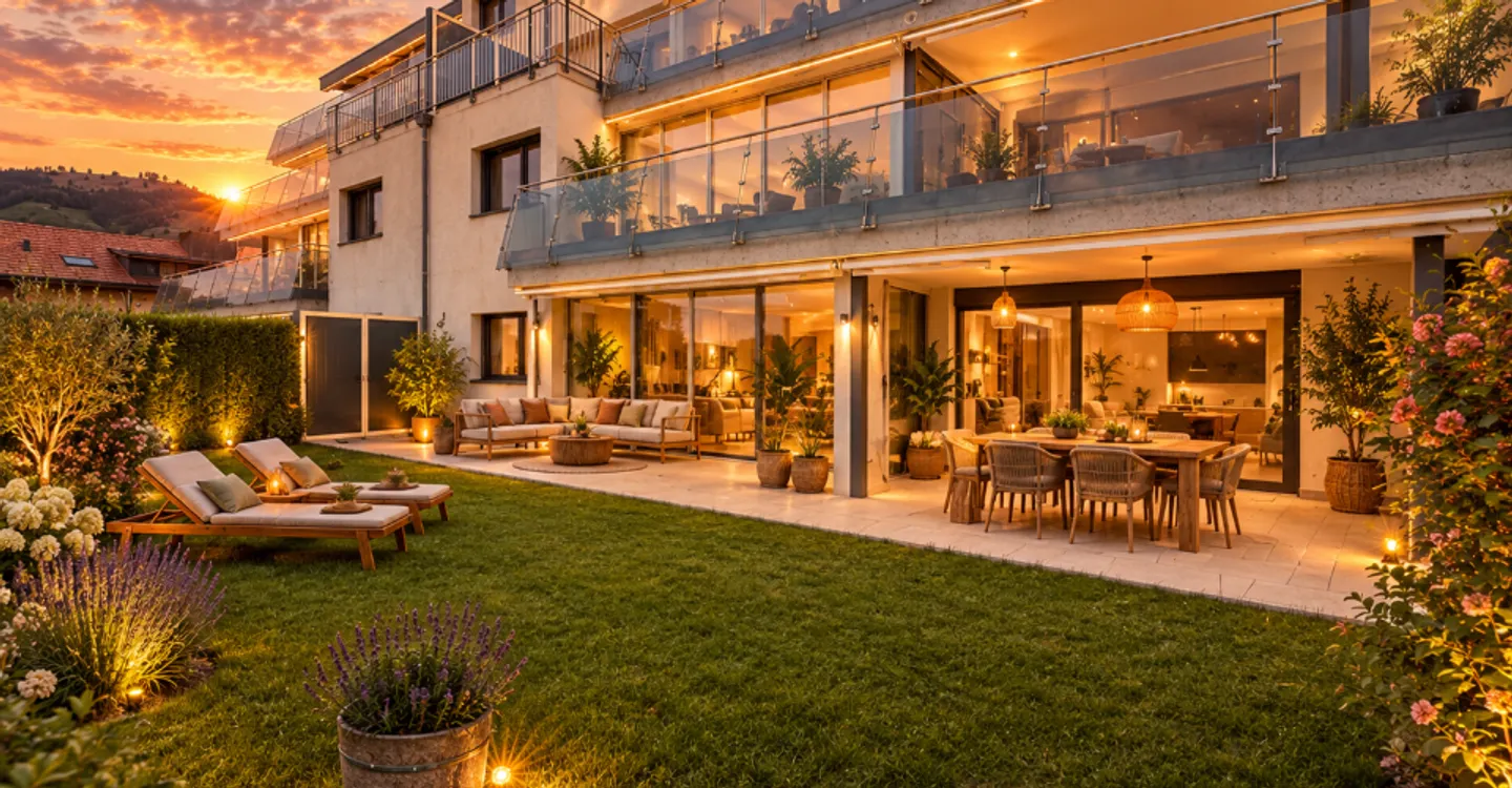 Appartement avec potentiel 4.5 pièces, terrasse de 52 m² et jardin privatif de 69 m² - Photo 1 sur 11
