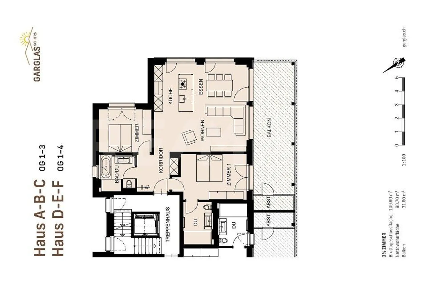 Habitat économe en énergie Garglas.ch : appartement de 3½ pièces D6 avec part de l'énergie solaire - Photo 12 sur 13