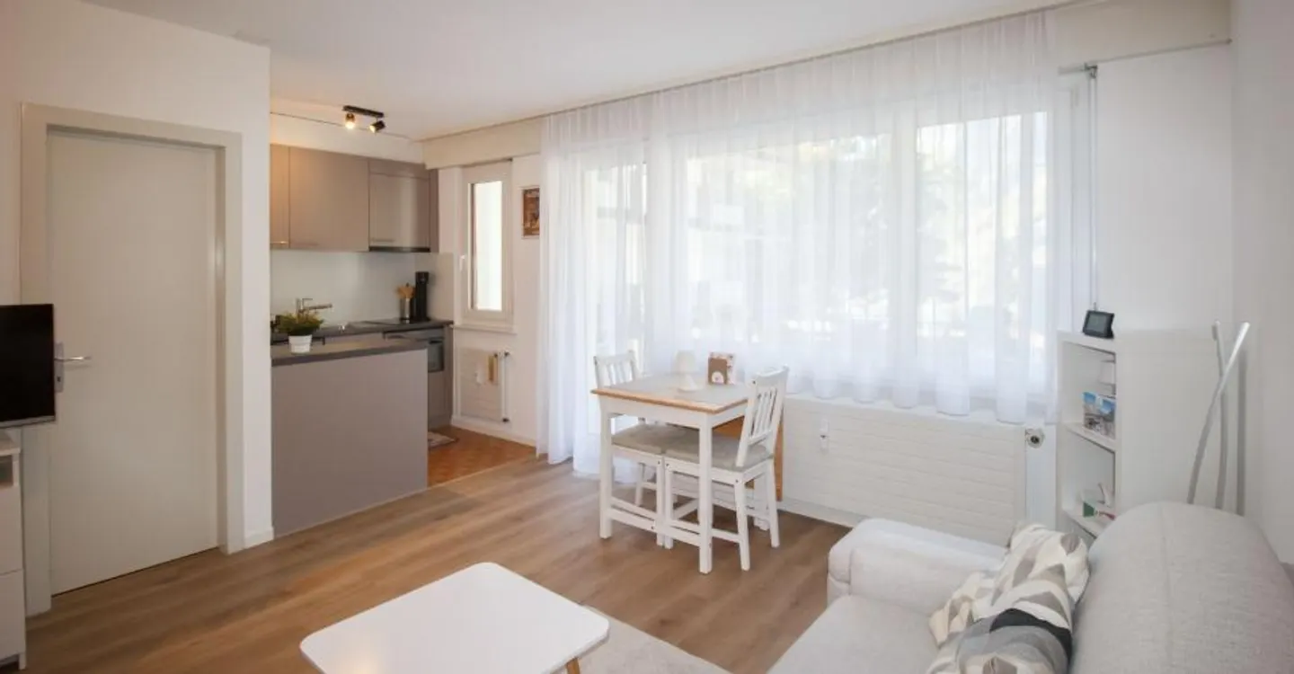 Apartement 1.5-11, renovierte Studiowohnung im Zentrum mit Balkon süd-west und wunderschöner Aussicht auf Berge und Dorf - Photo 2 of 9