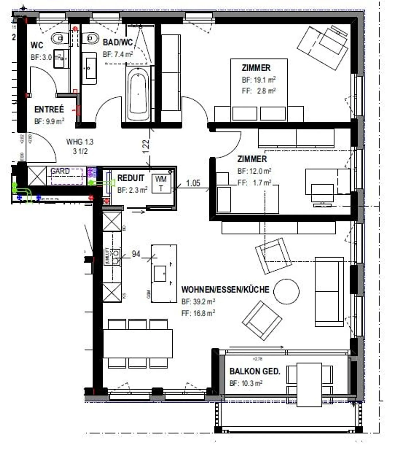 Bellissimo appartamento di 3,5 stanze con grande balcone - Foto 6 di 6