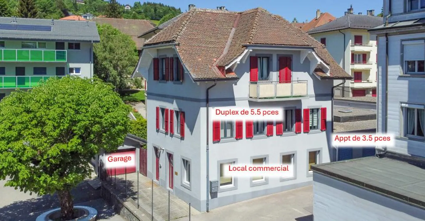 House with 2 apartments, 1 commercial space and 1 garage in Ste-Croix - Photo 2 of 11
