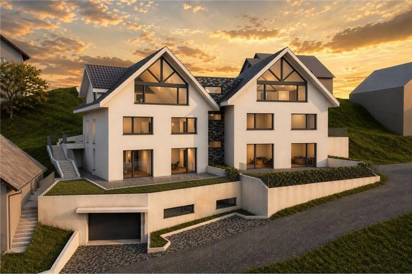 Exklusives Doppelhaus über dem Zürichsee - Foto 2 von 4