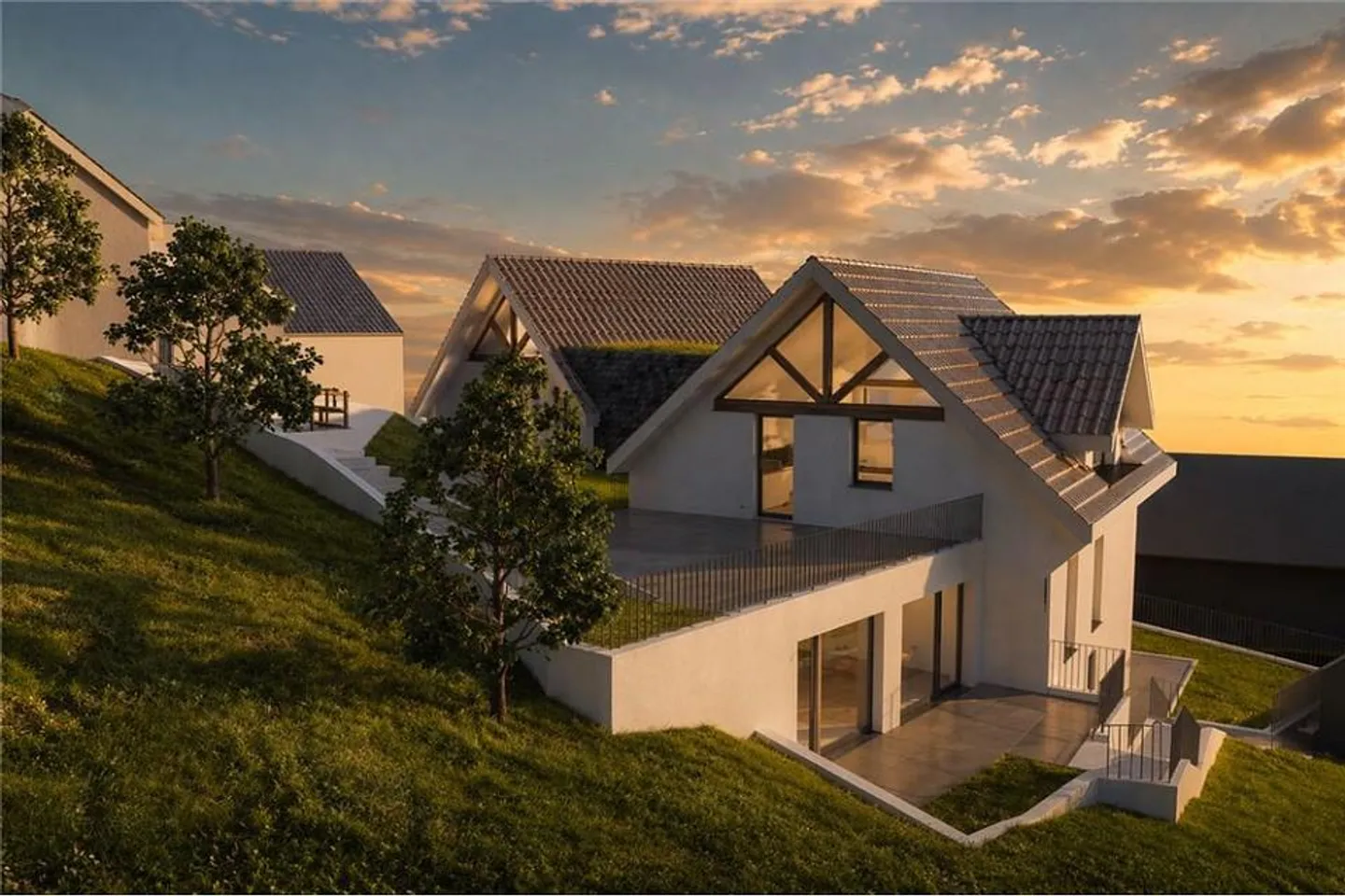 Exklusives Doppelhaus über dem Zürichsee - Foto 3 von 4