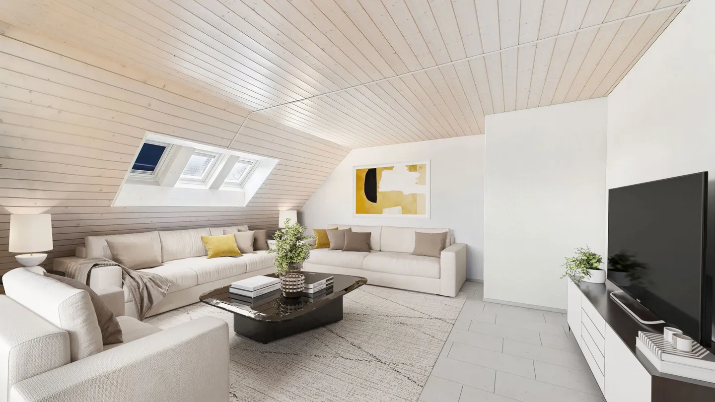 Attico con area living aperta e vista sul verde - Foto 2 di 8