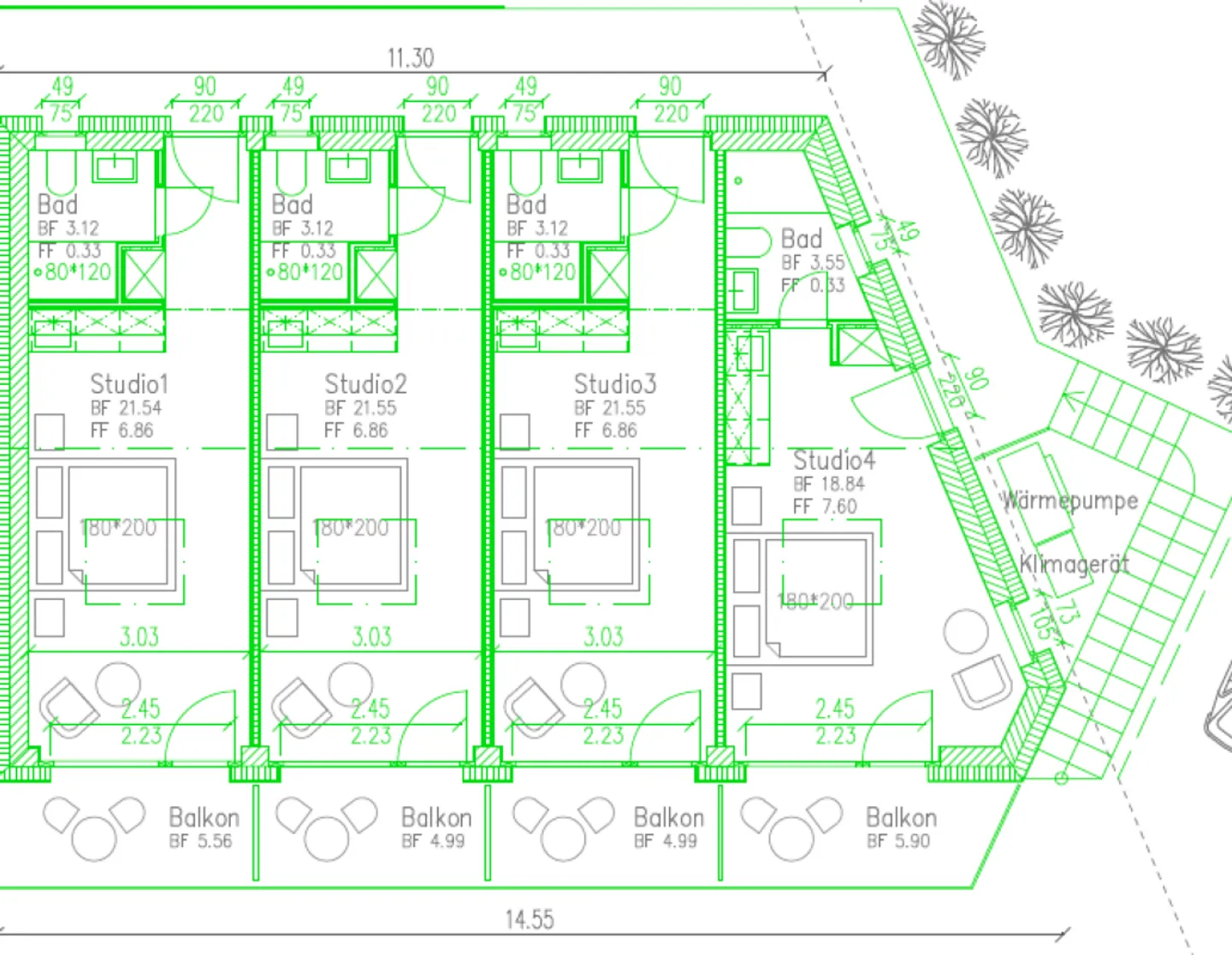 Nouveau studio haut de gamme entièrement meublé avec climatisation, place de parking, balcon - Photo 10 sur 10