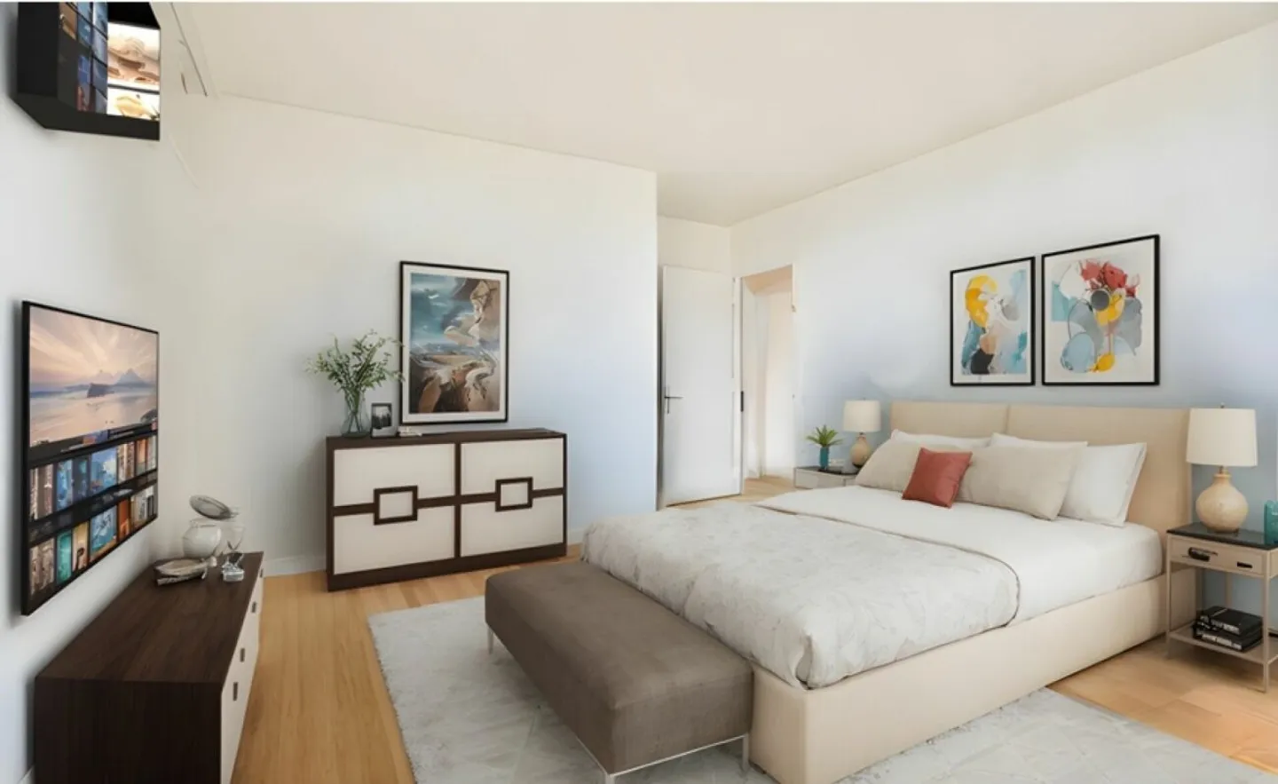 Außergewöhnliche Eckwohnung mit Panoramablick auf den See und den Mont-Blanc - Foto 9 von 14