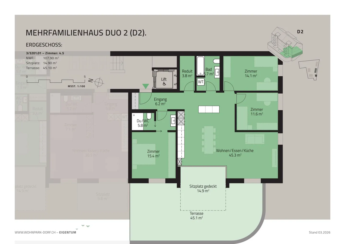 WOHNPARK DORF - Appartement de 4,5 pièces au rez-de-chaussée - Photo 4 sur 8