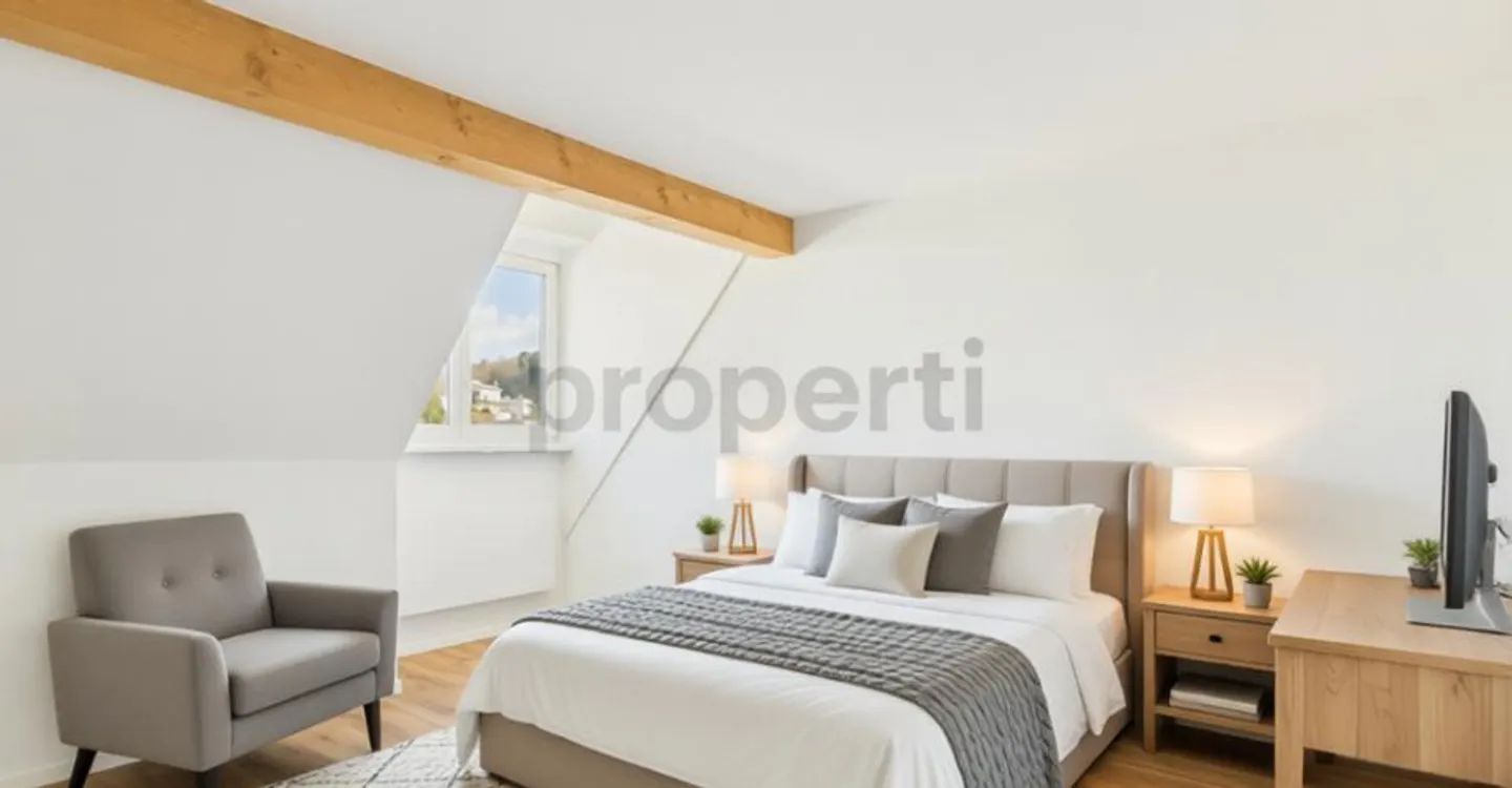 Maisonette avec charme de combles, poutres en bois et beaucoup de vie privée à Feuerthalen - Photo 7 sur 10