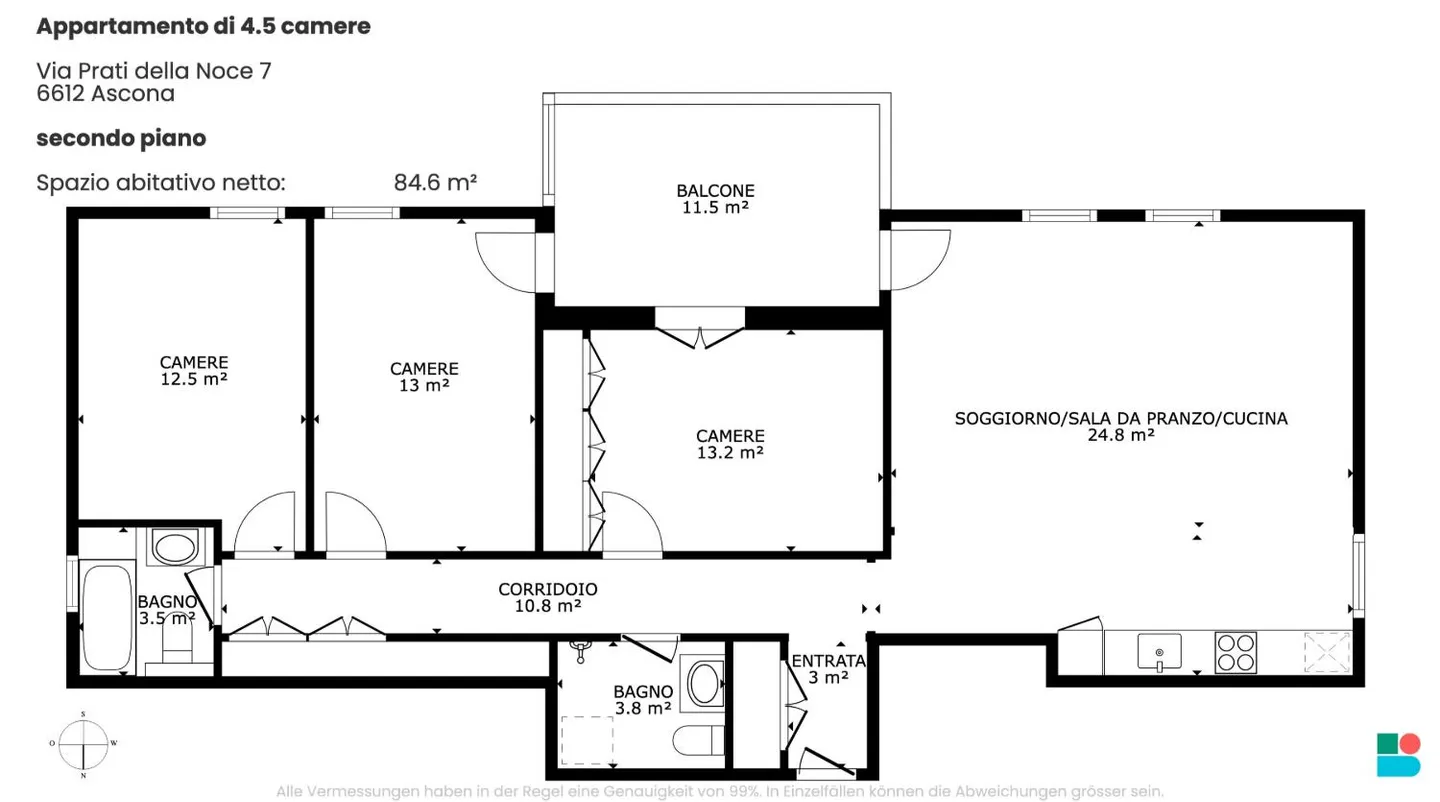 Appartement élégant de 4,5 pièces dans un emplacement optimal à Ascona - Photo 9 sur 9