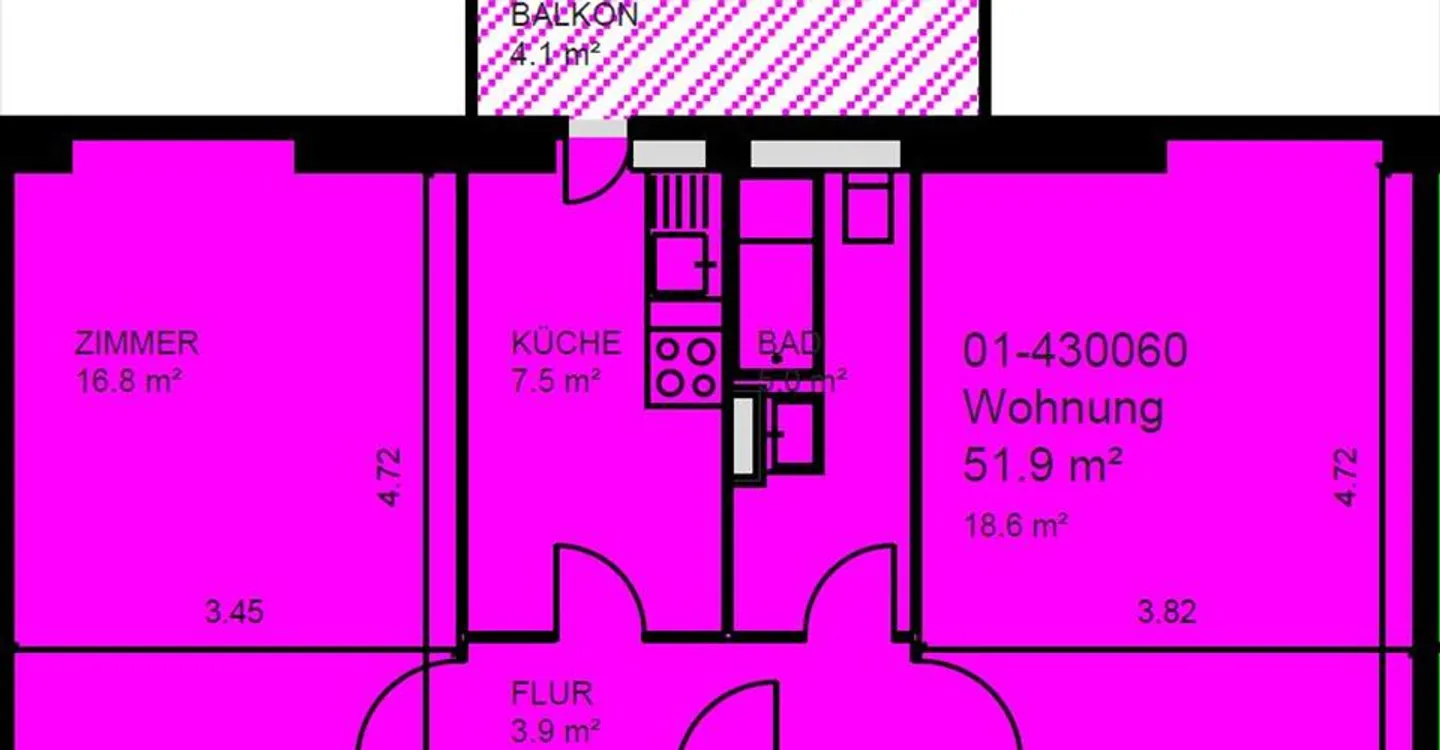 Modernes Apartment mit Balkon - Foto 3 von 3