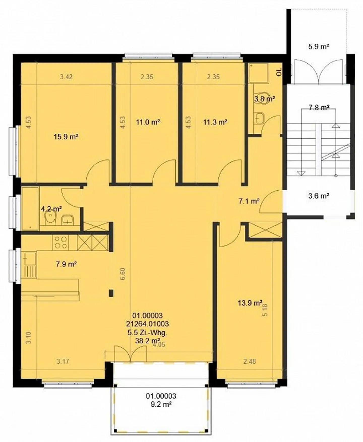 Appartement moderne de 5.5 pièces de 108 m² au 2ème étage avec grand balcon - Photo 9 sur 9