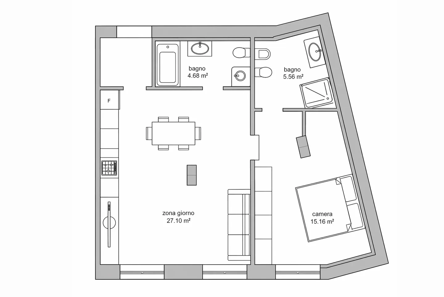 Pied-à-terre spacieux et neuf de 2,5 pièces au centre de Lugano - Photo 7 sur 7