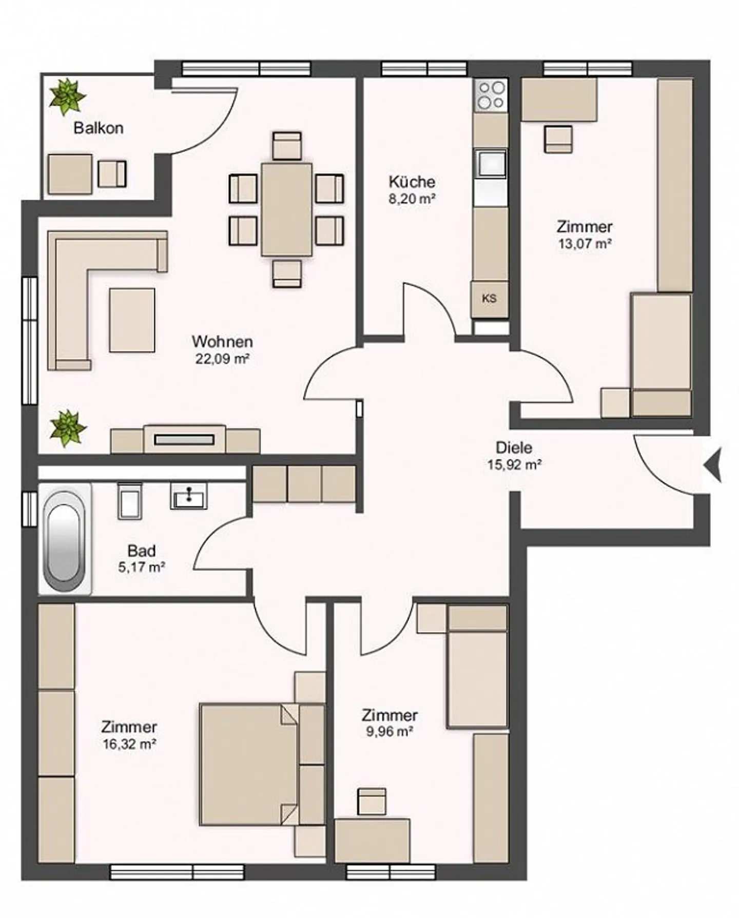 Geräumige Wohnung Nähe Kronenplatz - Foto 7 von 7