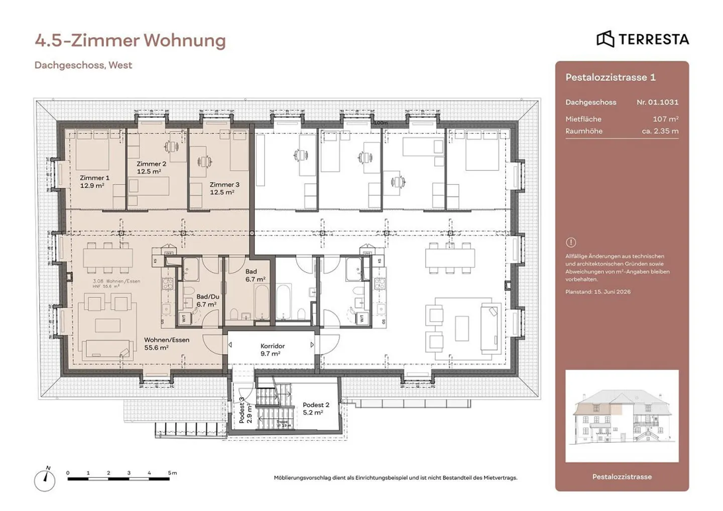 Frisch renovierte 4.5-Zimmer-Familienwohnung im 3. OG - Foto 9 di 9
