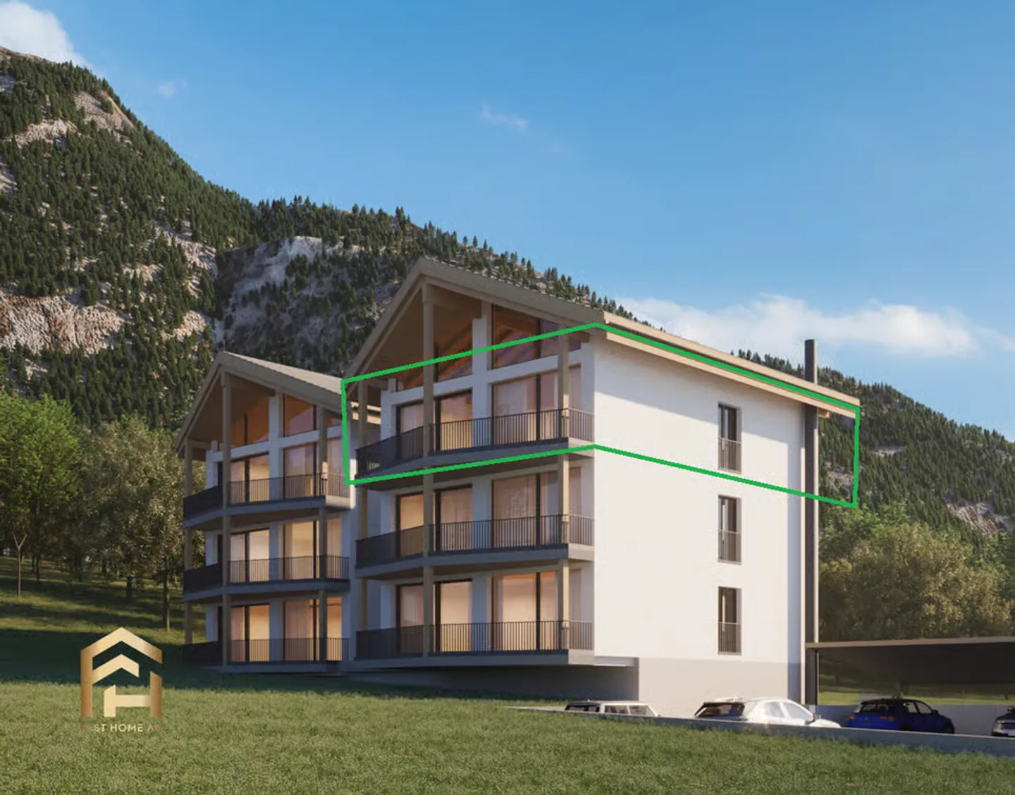 Attico di nuova costruzione: 4,5 stanze con vista da sogno, ascensore e balcone - Foto 1 di 13