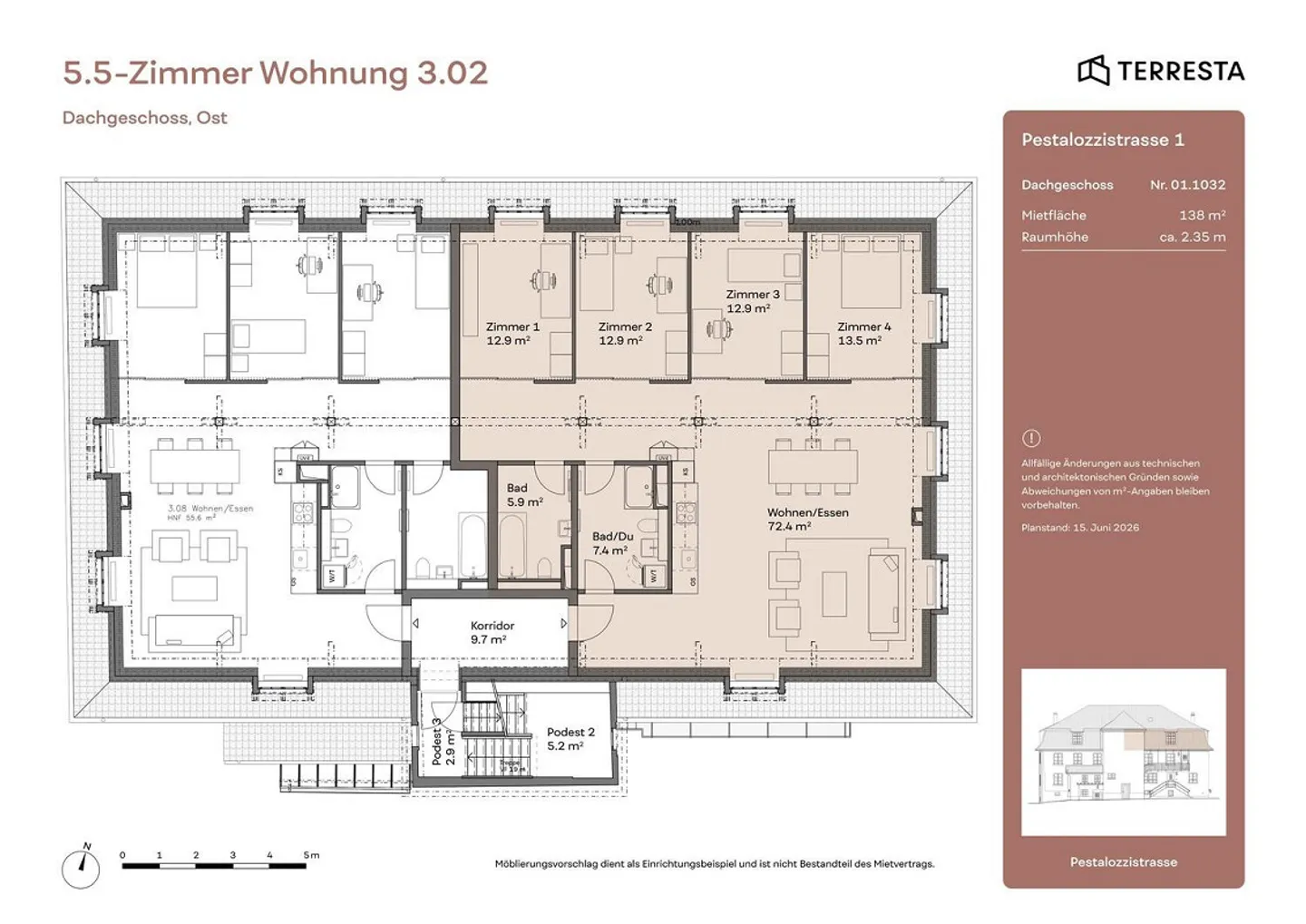 Frisch renovierte 5.5-Zimmer-Familienwohnung - Foto 9 di 9