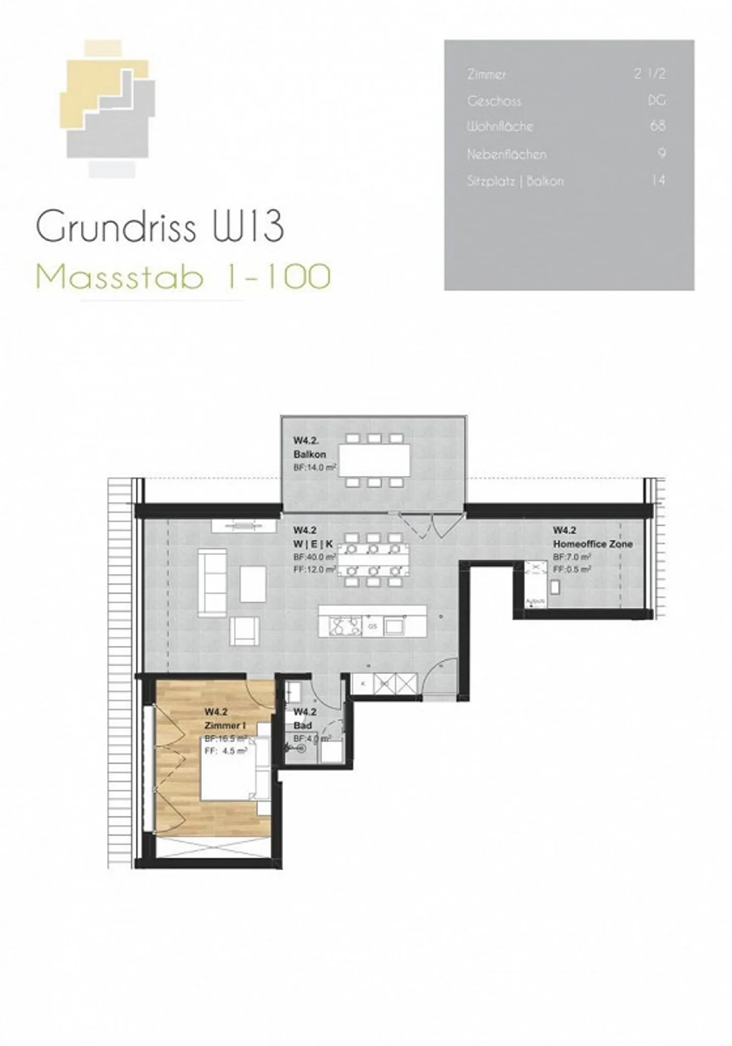Appartement moderne de 2,5 pièces avec grand balcon et zone de bureau à domicile - Photo 11 sur 11