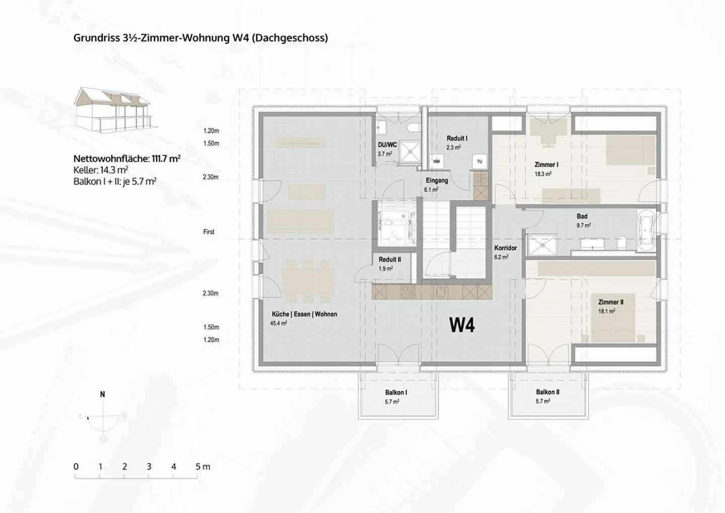 New 3.5-room penthouse apartment with direct lift in Hägglingen - Photo 8 of 20