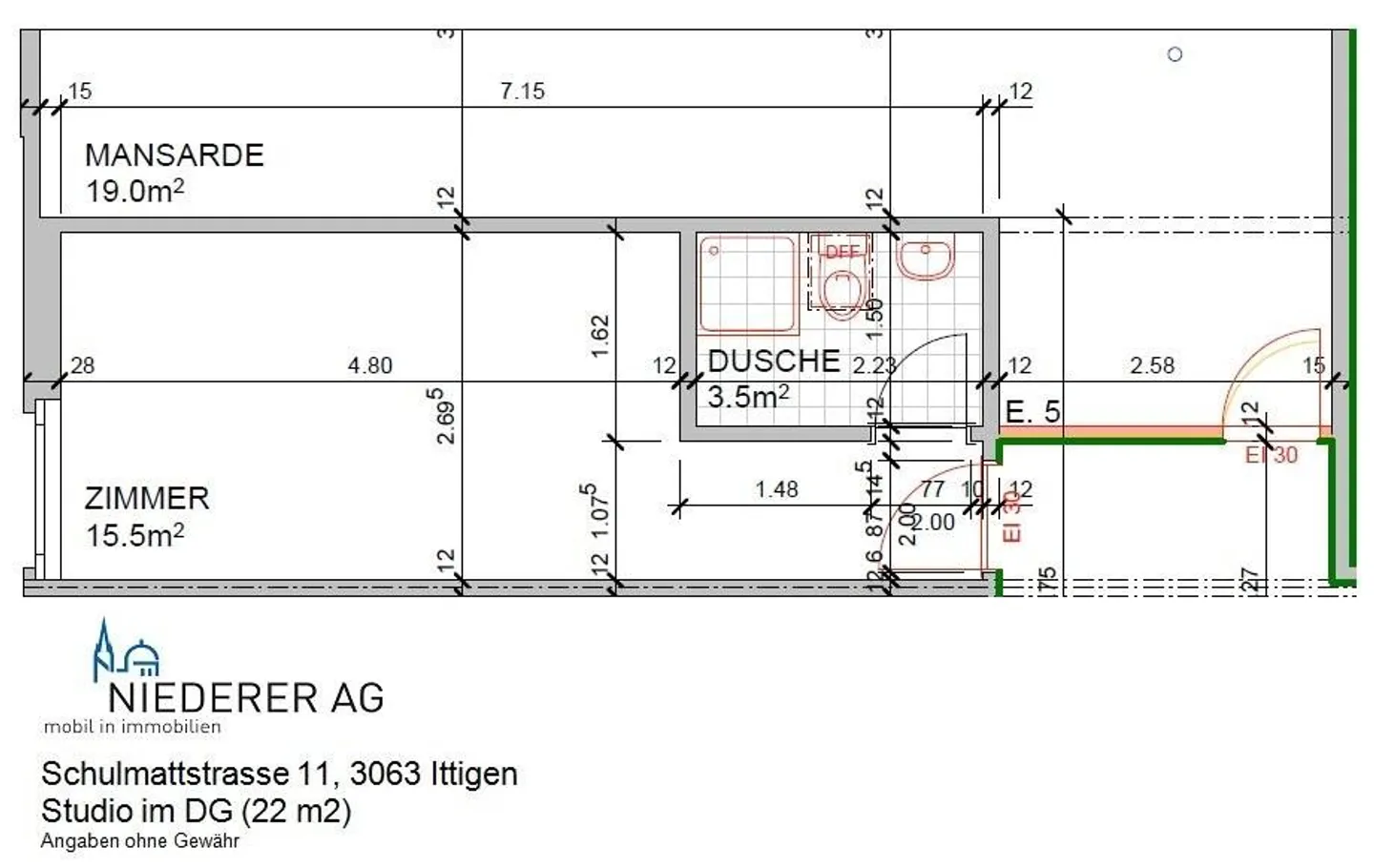 Studio moderne de 22 m² au dernier étage / 4ème étage - Photo 6 sur 6