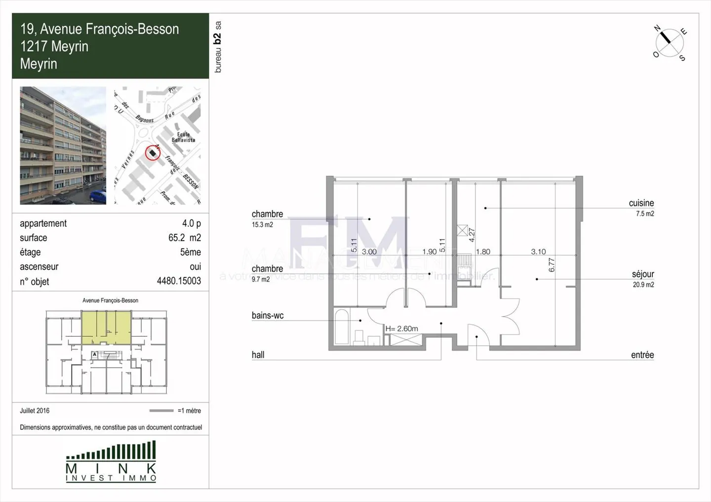 Meyrin - Av. François-Besson - 4 Zimmer im 5. Stock - Foto 10 von 10
