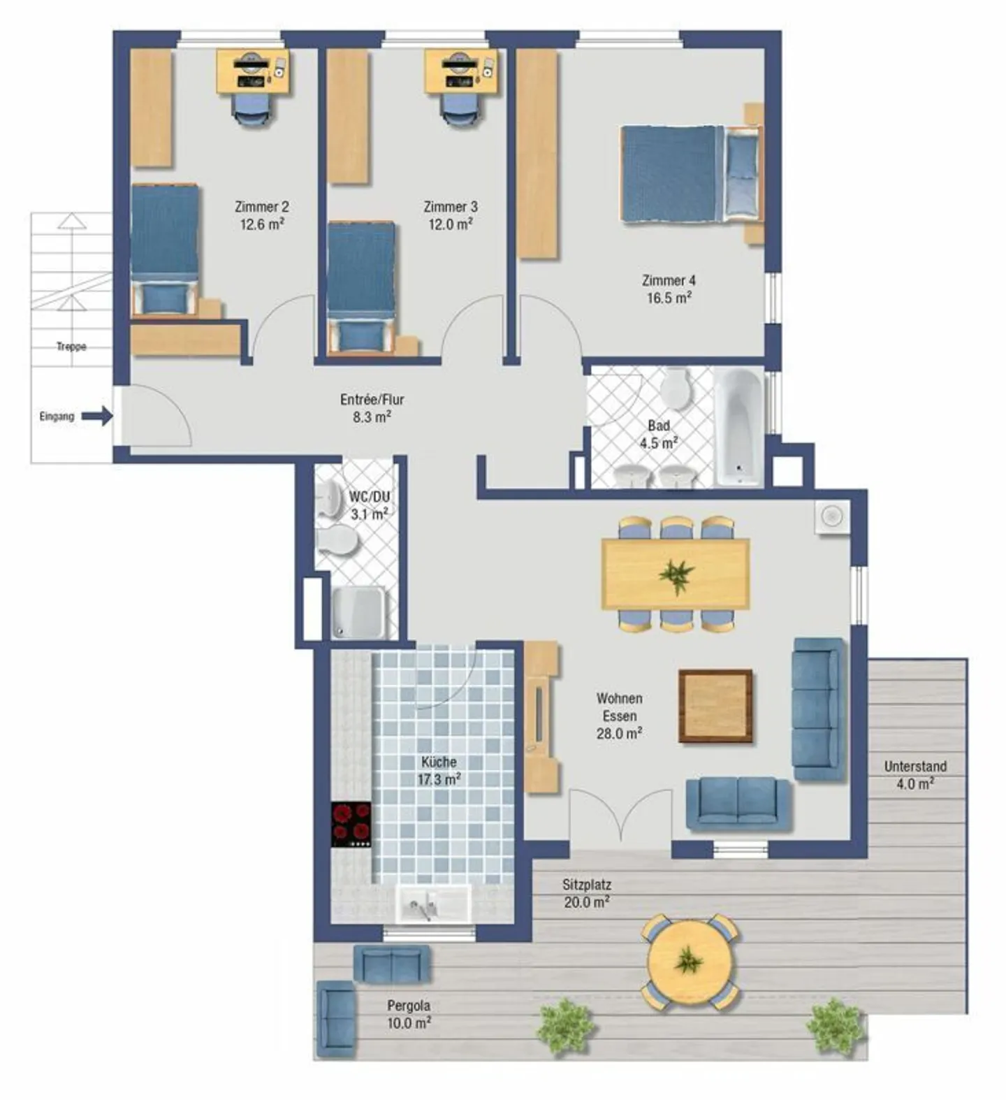 Appartamento giardino 4,5 locali con sala hobby e 2 posti auto nel garage sotterraneo - Foto 10 di 11