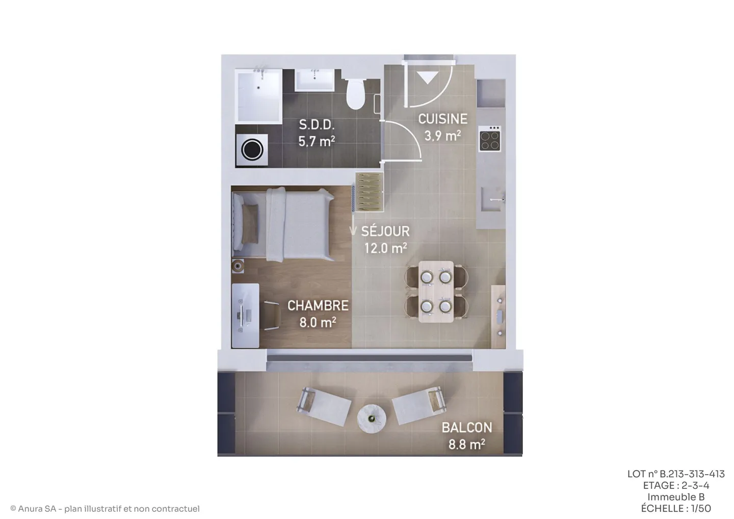 Prairie 1 - Senior - Appartement 1.5 pièces au 3ème étage - Photo 12 sur 14