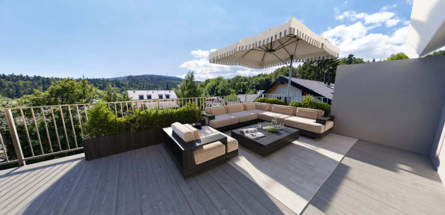 Ein Zuhause, wo der Garten den Himmel berührt, Duplex-Attikawohnung 4,5 Zimmer, 190 m² - Foto 2 von 13