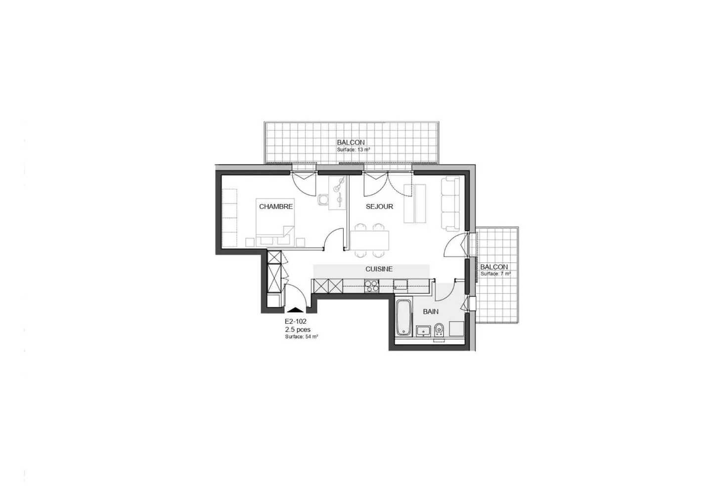 Bel appartement neuf de 2,5 pièces en angle avec deux grands balcons - Photo 2 sur 7