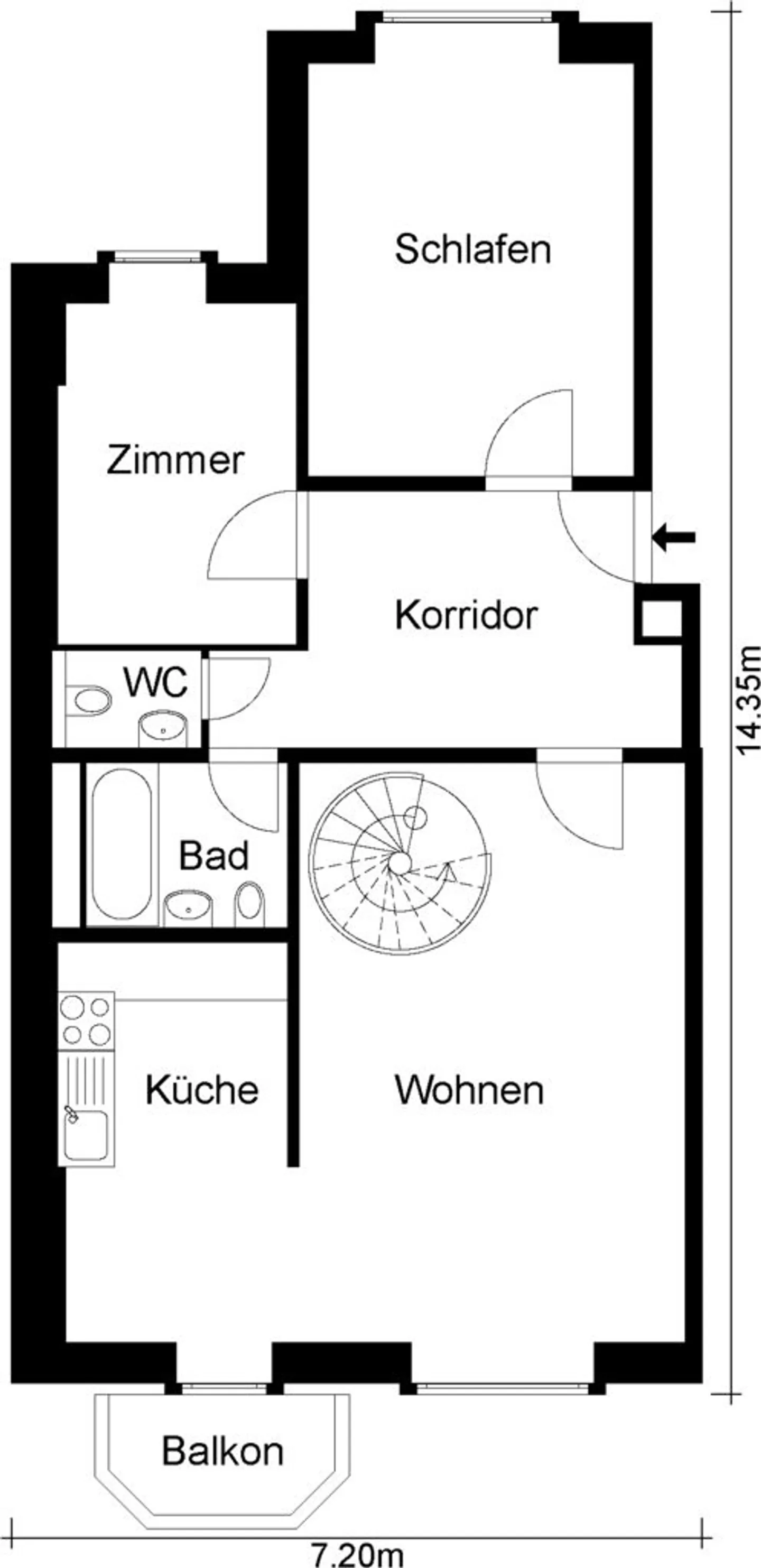 Appartement en duplex rénové dans un emplacement calme près du parc Rosenfeld - Photo 8 sur 9