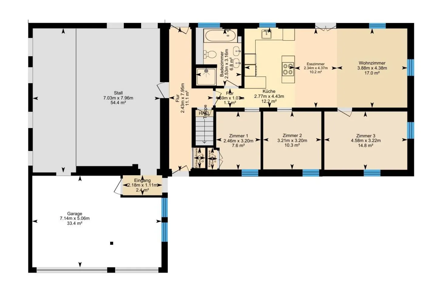 Nuova costruzione con due appartamenti moderni di 4,5 stanze, soffitta ampliabile e parte stalla su un terreno totale di oltre 4'200 m² - Foto 14 di 35