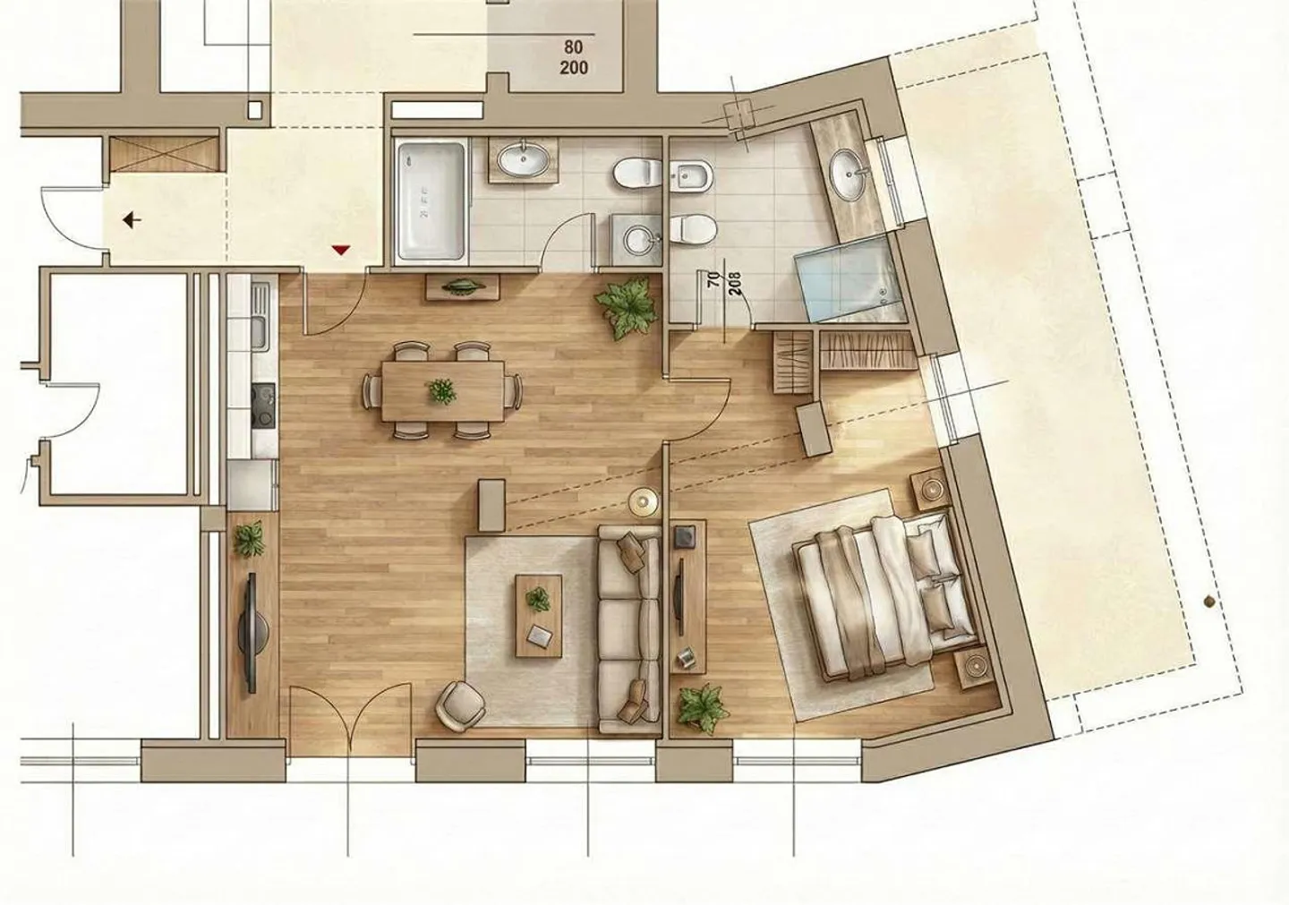 REFINED 2.5-ROOM APARTMENT TURNKEY IN THE CENTER - Photo 5 of 5