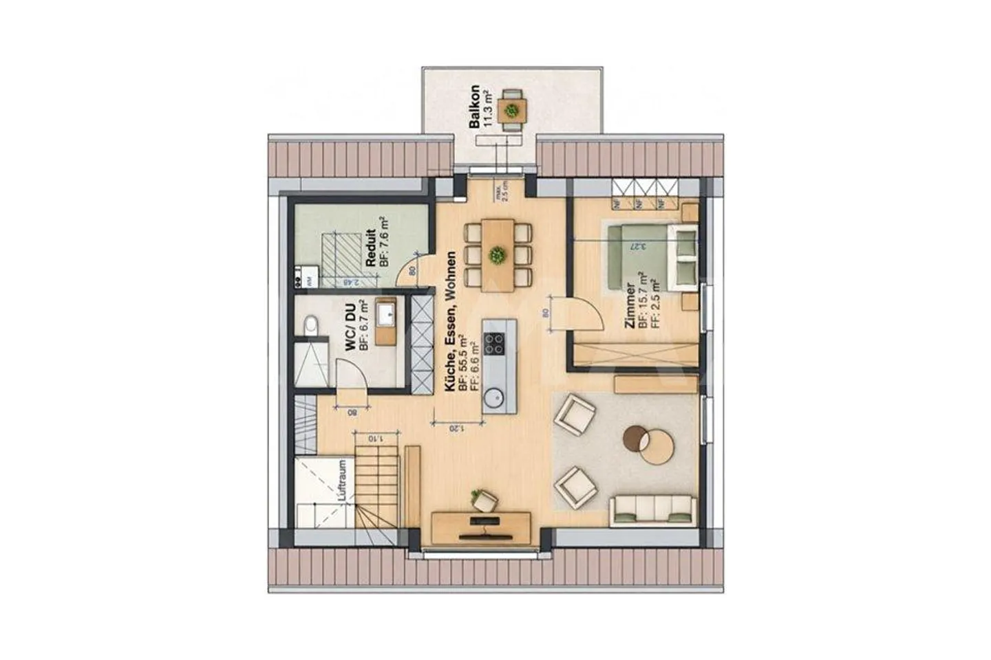 Exklusive Dachwohnung in Kirchdorf AG - Foto 13 von 13