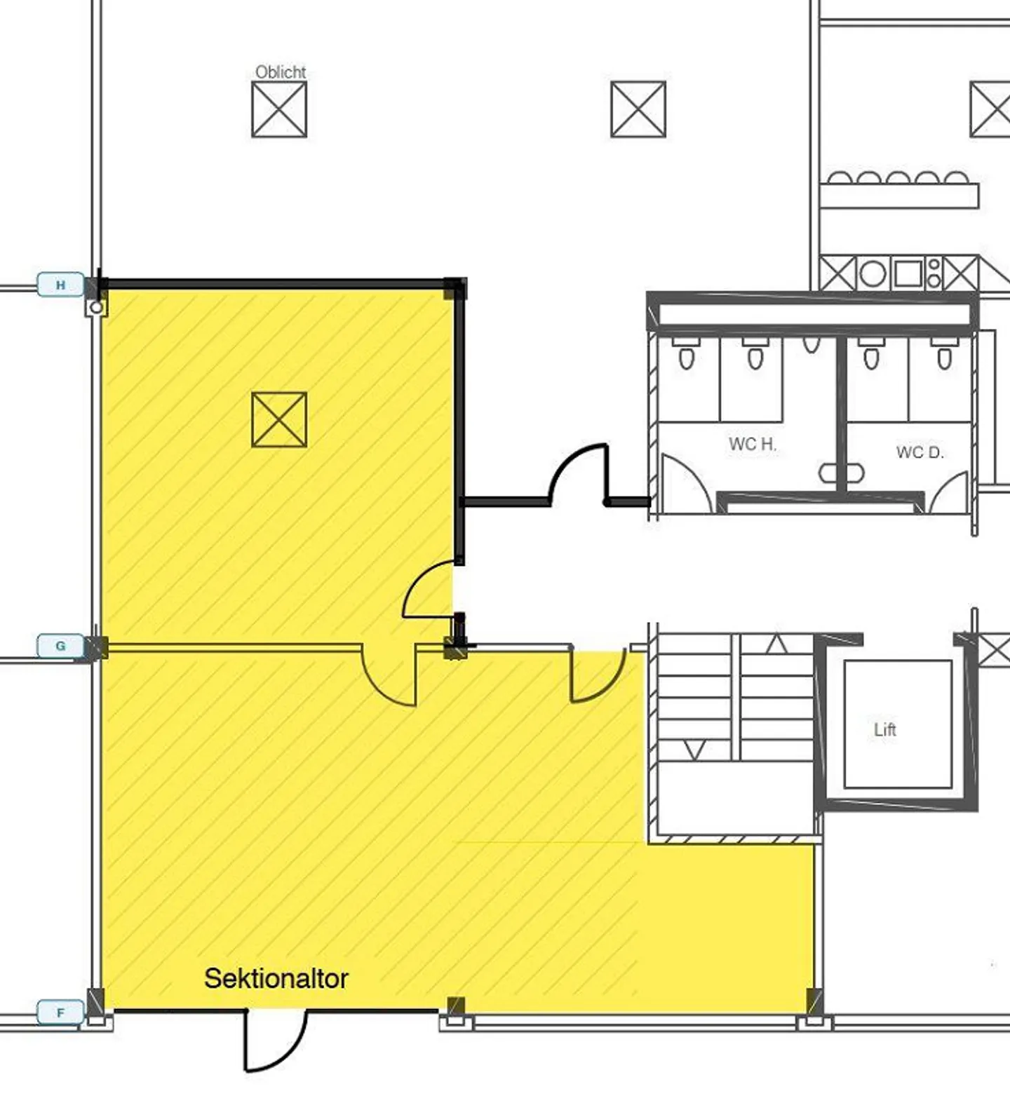 104 m² Gewerbe-/Lagerfläche mit ebenerdiger Zufahrt und Sektionaltor - Foto 2 von 3