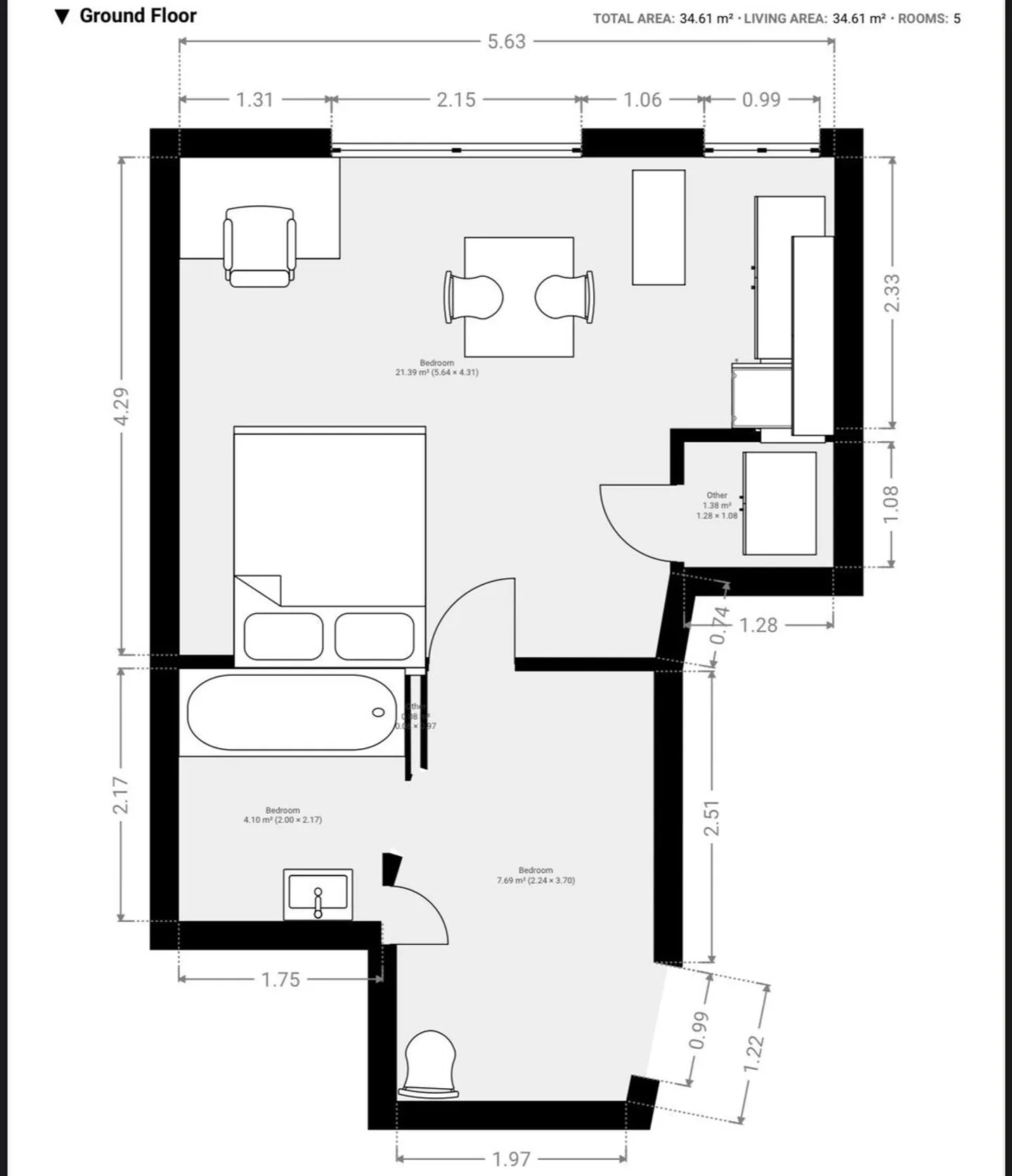 Appartement Neuchâtel - 1.5 pièces - Photo 12 sur 13