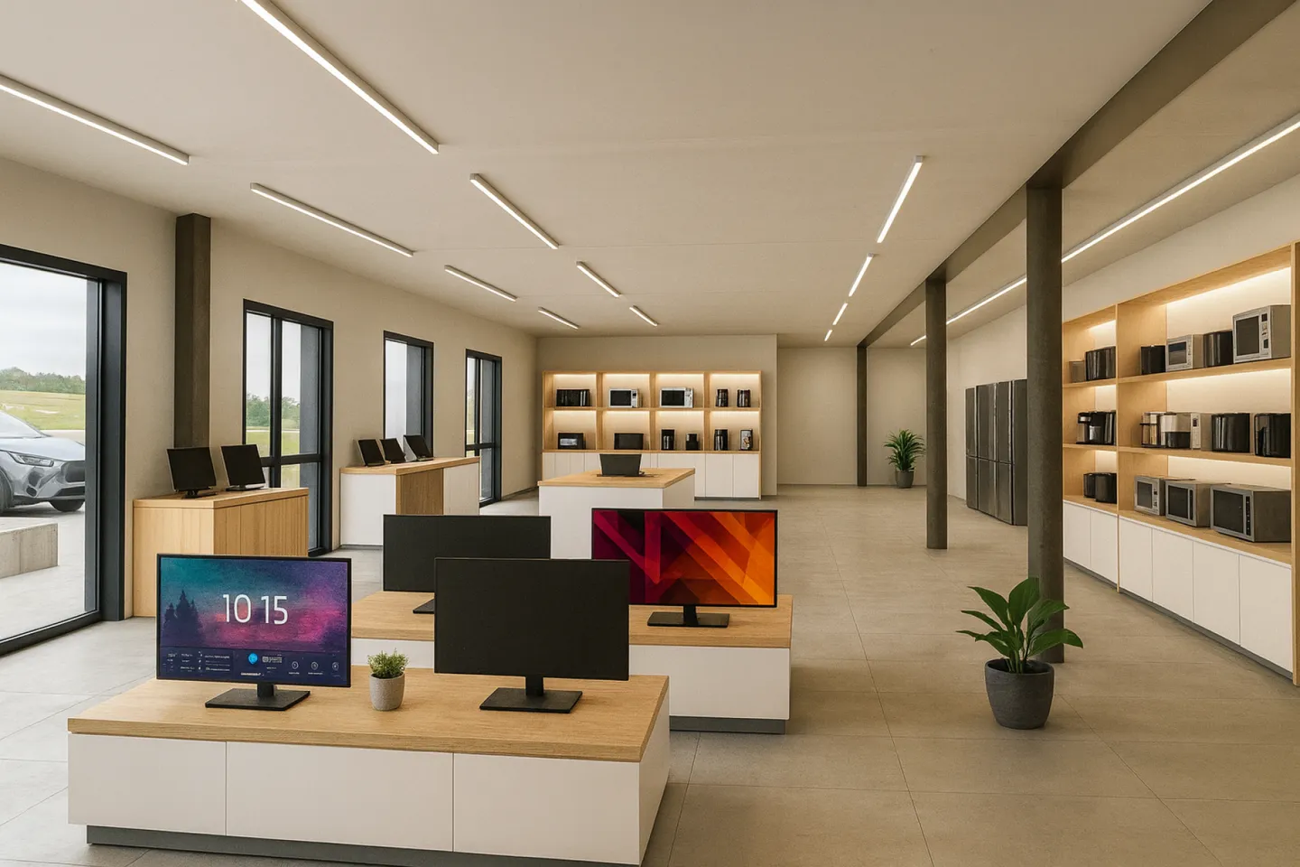 Superbo spazio commerciale e showroom luminoso in affitto - vicino alla stazione CFF di Bussigny - Foto 1 di 5