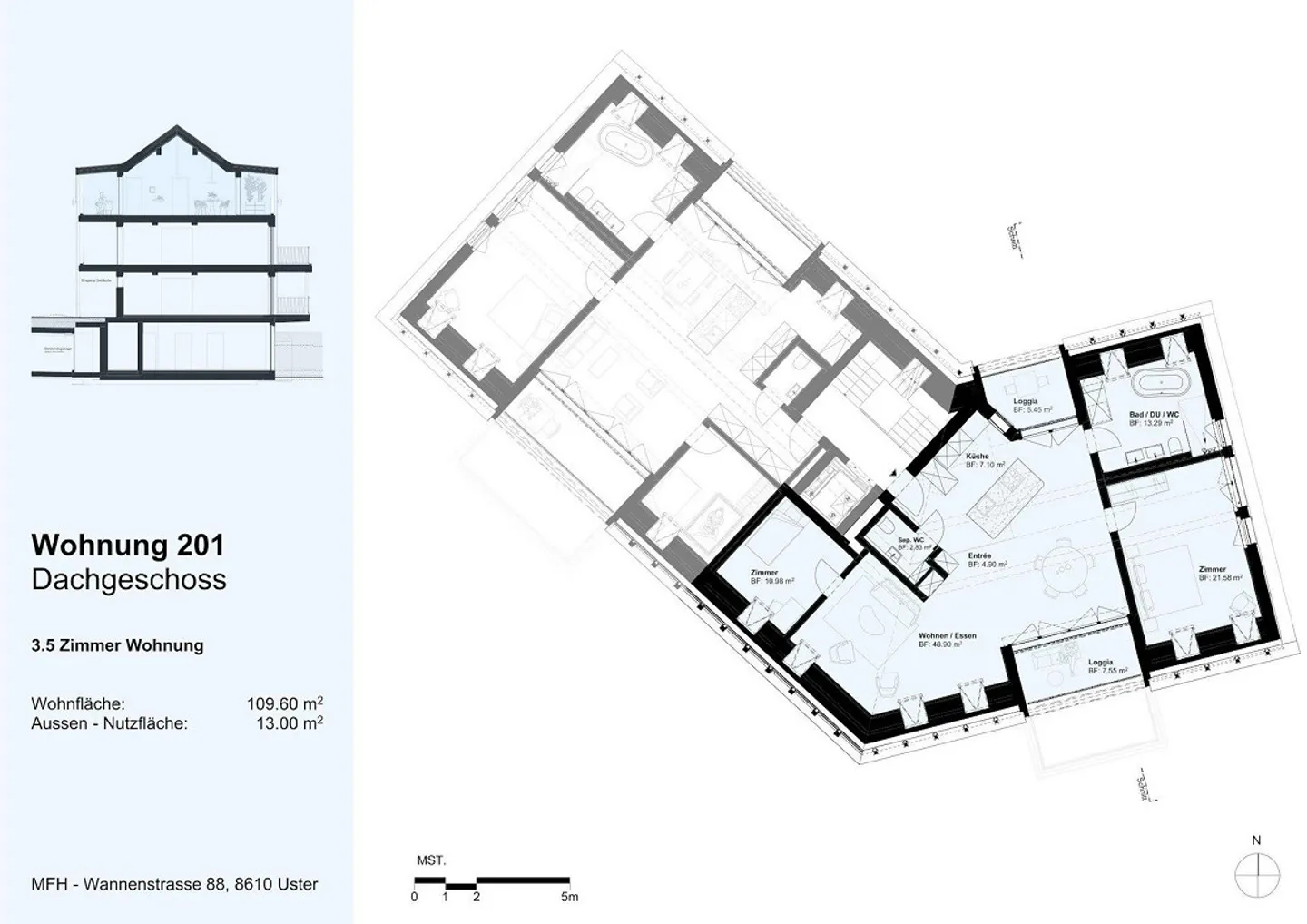 Charmante 3½-Zimmer Attikawohnung - Foto 11 von 12