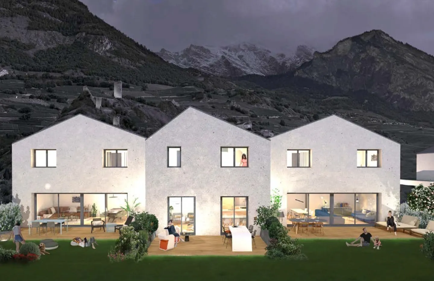 Saillon - Villa mitoyenne 4.5 pièces avec terrasse et jardin privé - Photo 3 sur 7