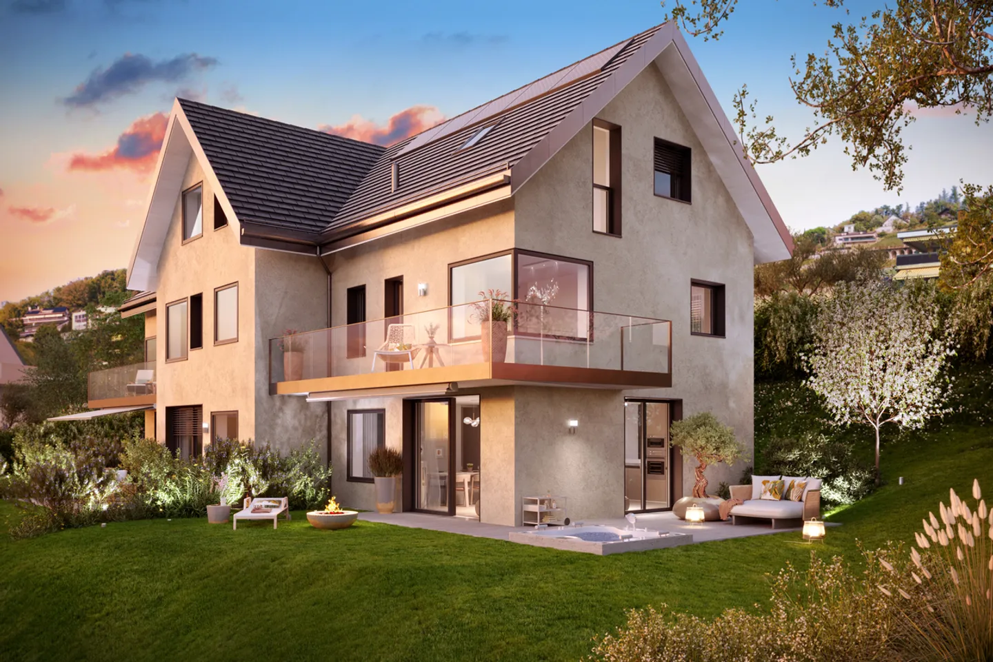 Near Vevey, new project of 3 villas with 5.5 rooms - Panoramic view - Photo 2 of 13