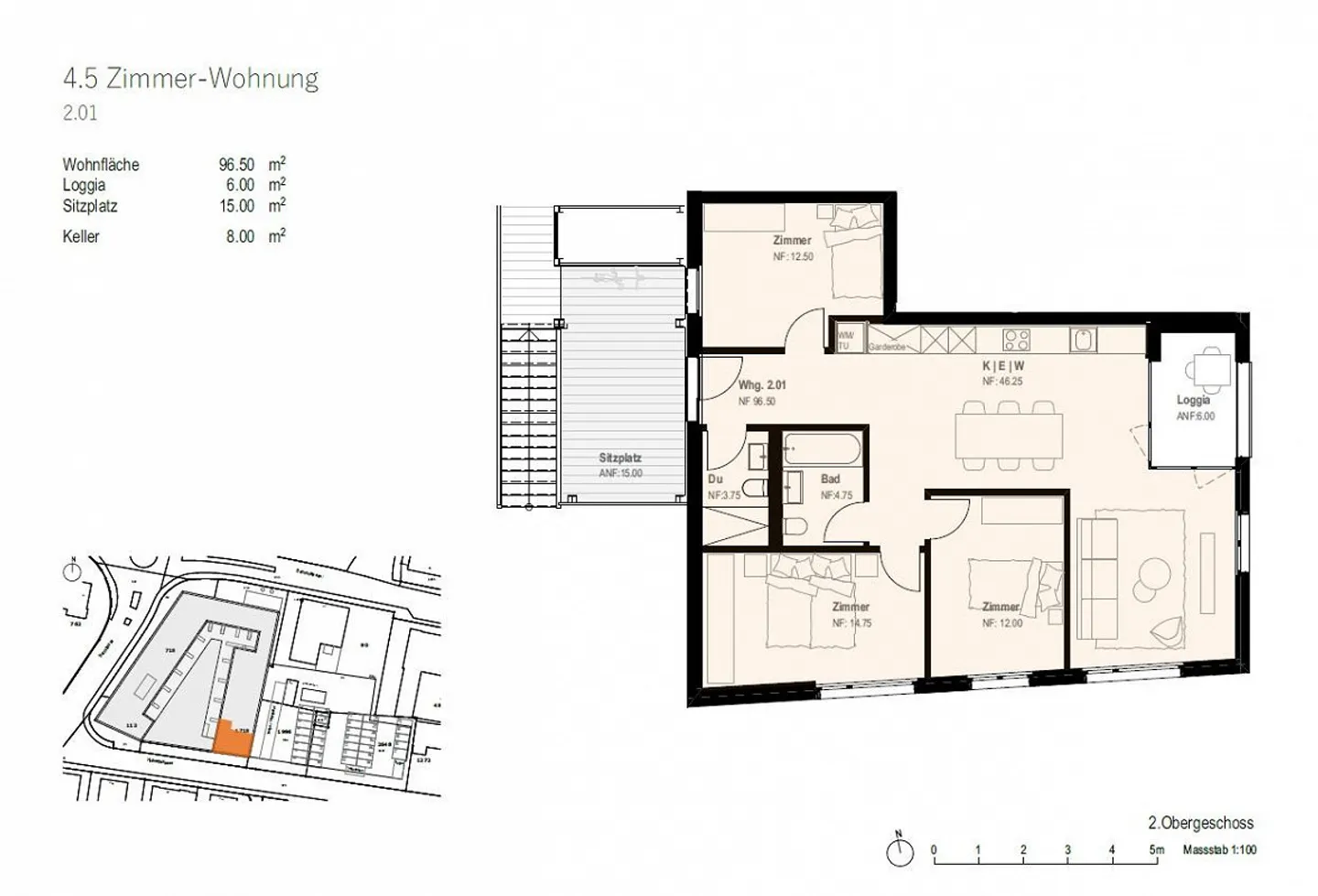 Modernes Apartment mit Loggia - Foto 11 von 11