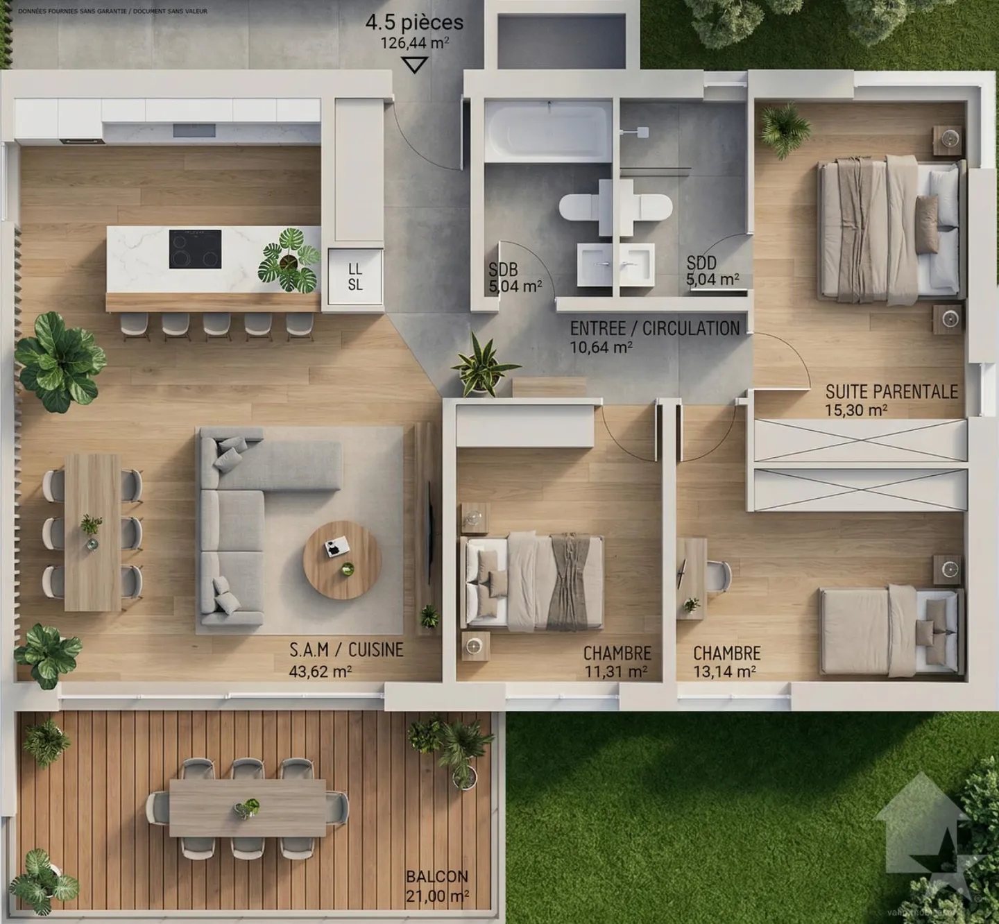 4,5-Zimmer-Wohnung - Lot C3 - Die Gärten von Plan-Conthey - Foto 2 von 12