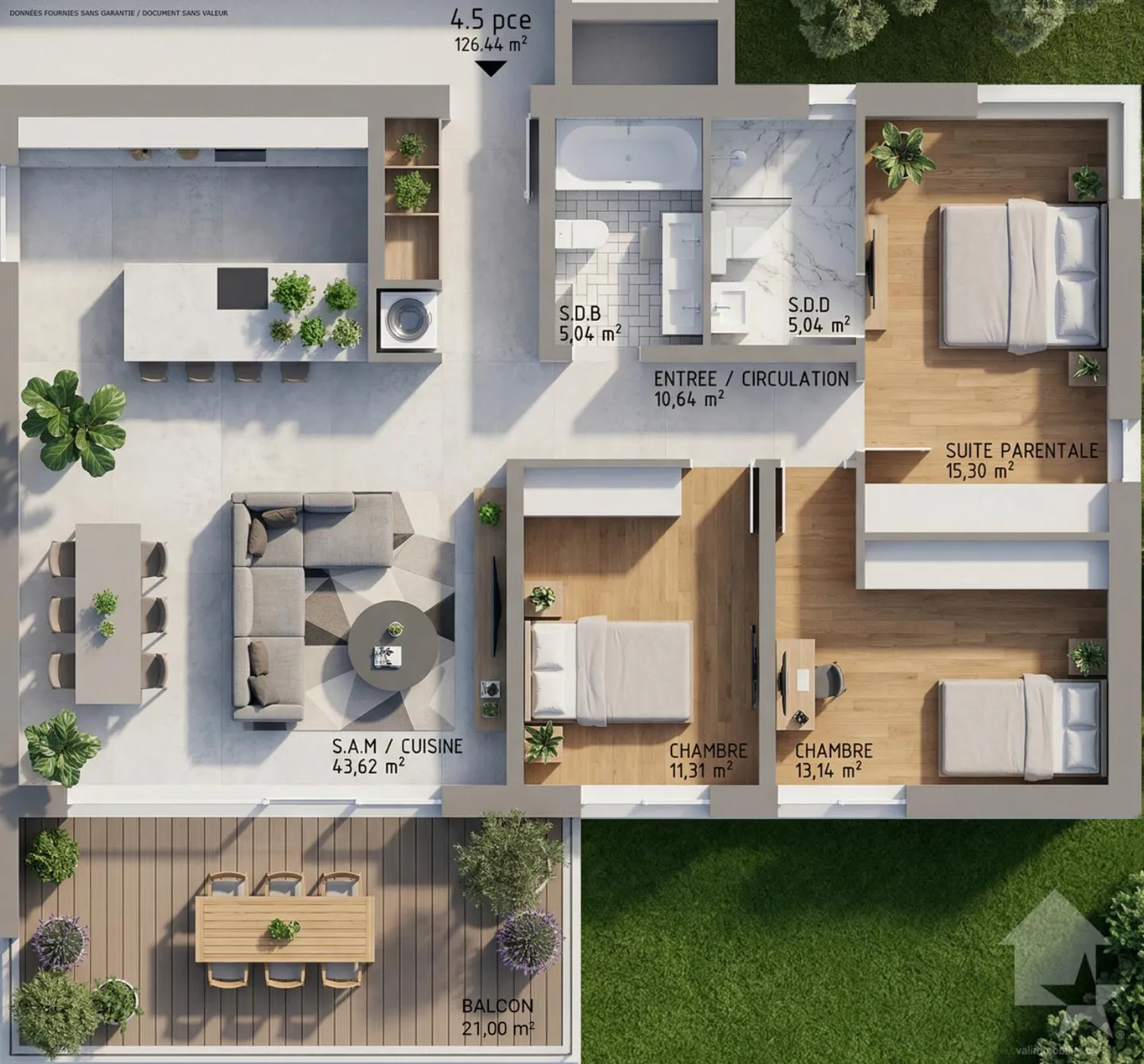 4.5 Zimmer Wohnung - Los C2 - Les jardins de Plan-Conthey - Foto 2 von 12