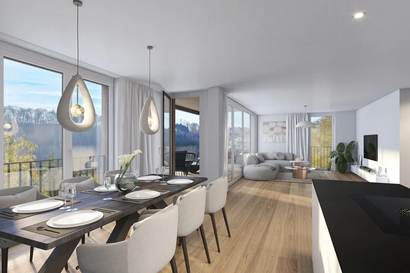 Geräumige moderne Wohnung mit Balkon - Foto 2 von 5