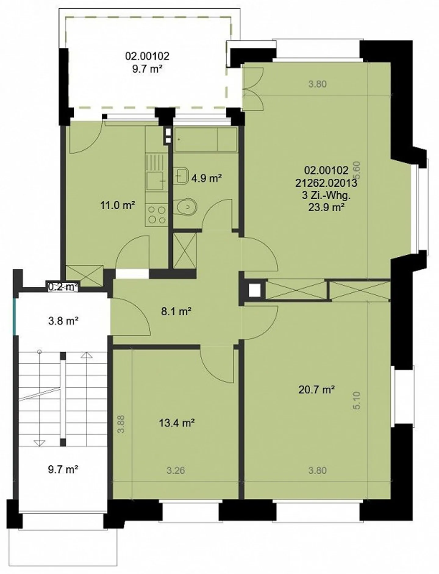 Appartement 3 pièces de 81 m² au 2ème étage avec grand balcon - Photo 11 sur 11
