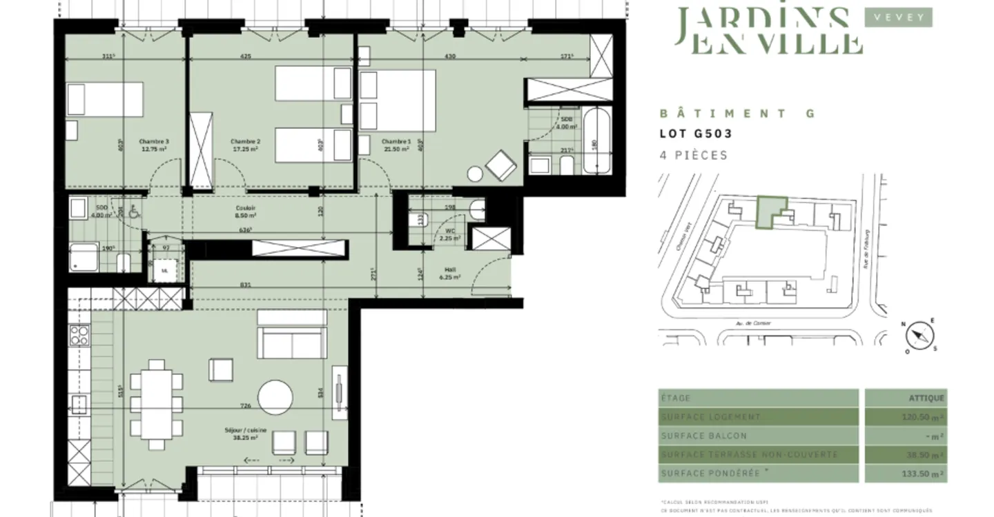 Spazioso attico di 4,5 stanze con terrazze di 38,5 m² - Foto 6 di 6