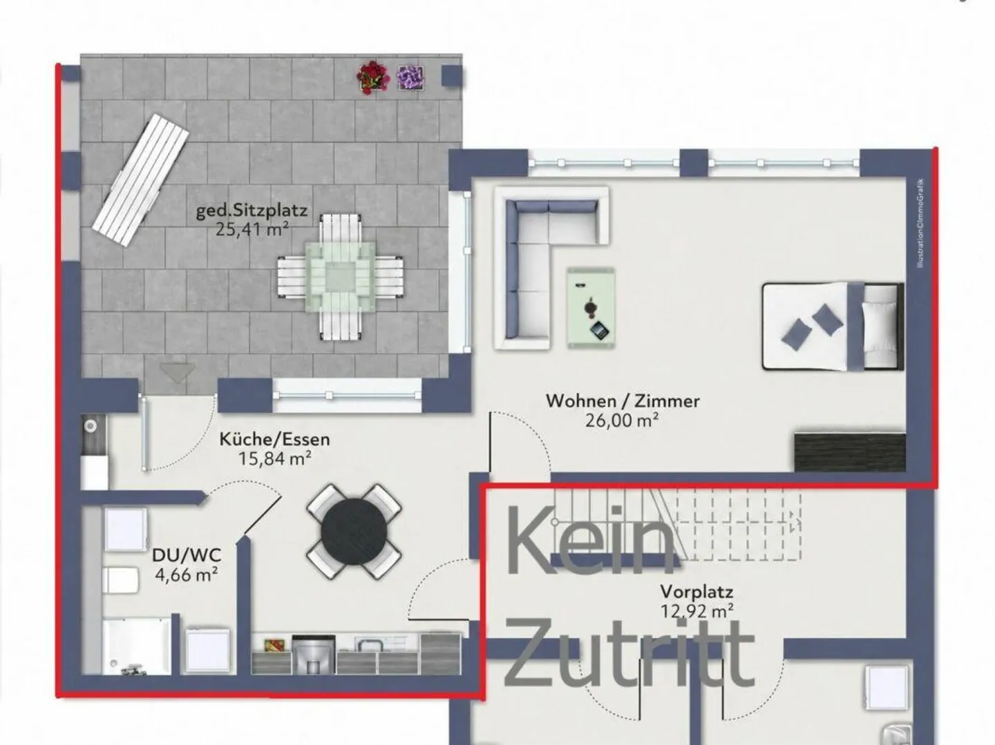 Helle 1½-Zimmer-Einliegerwohnung mit viel Privatsphäre - Photo 3 of 4