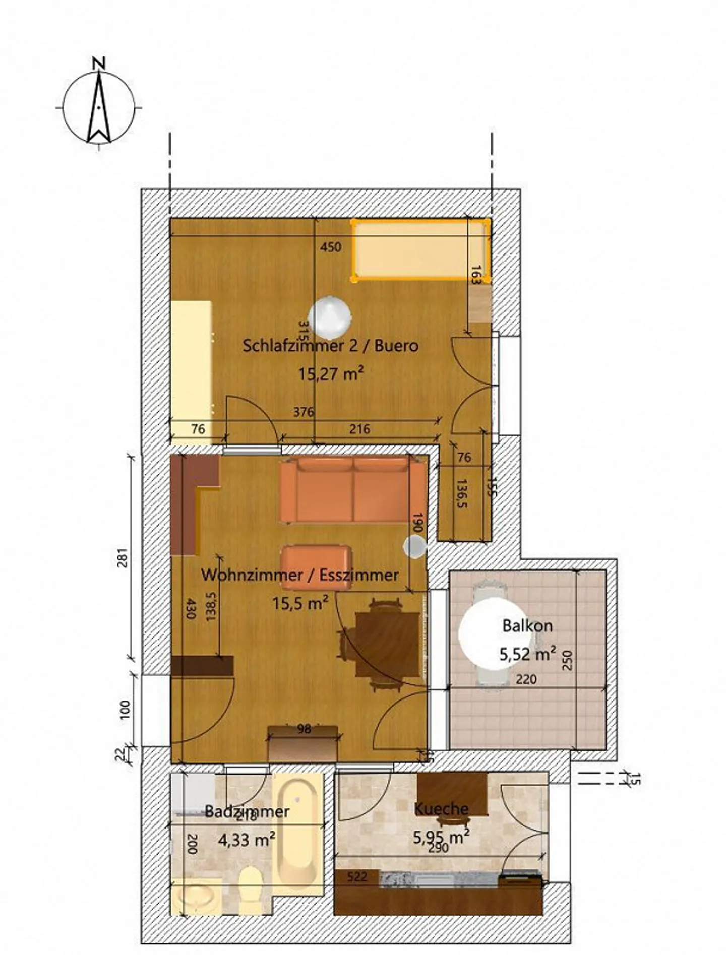 Furnished 2.5-room maisonette apartment - Photo 10 of 11