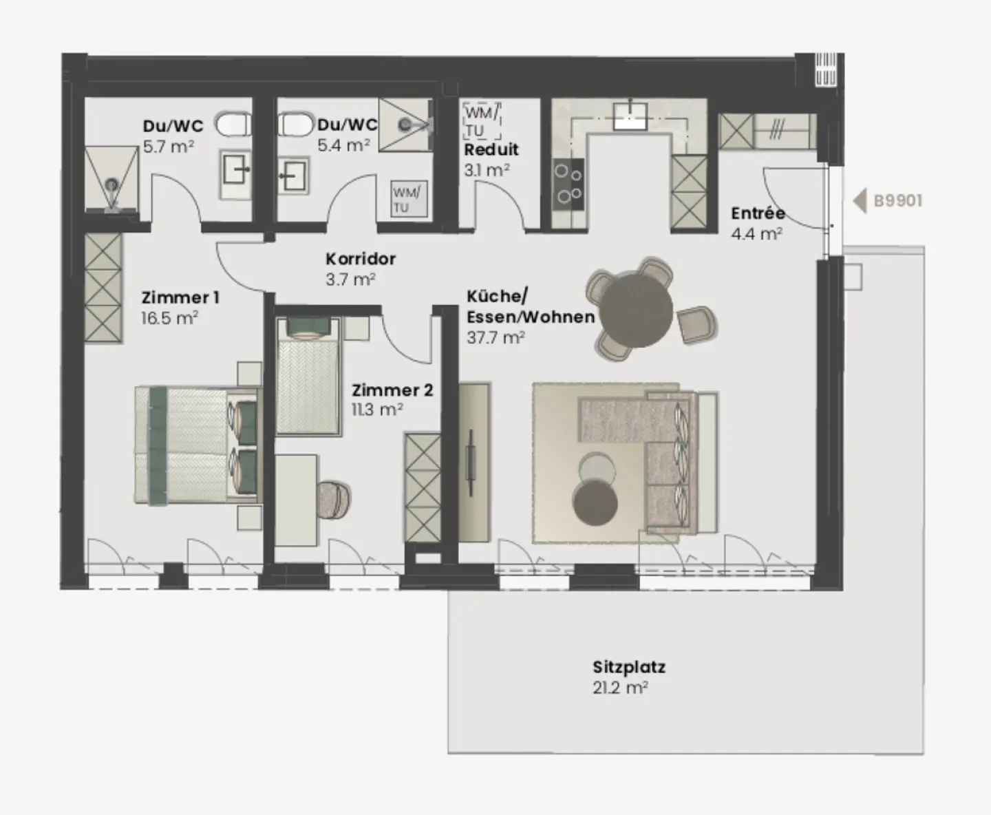 UG 3.5 Room Apartment New Building MFH House B West - Photo 3 of 10