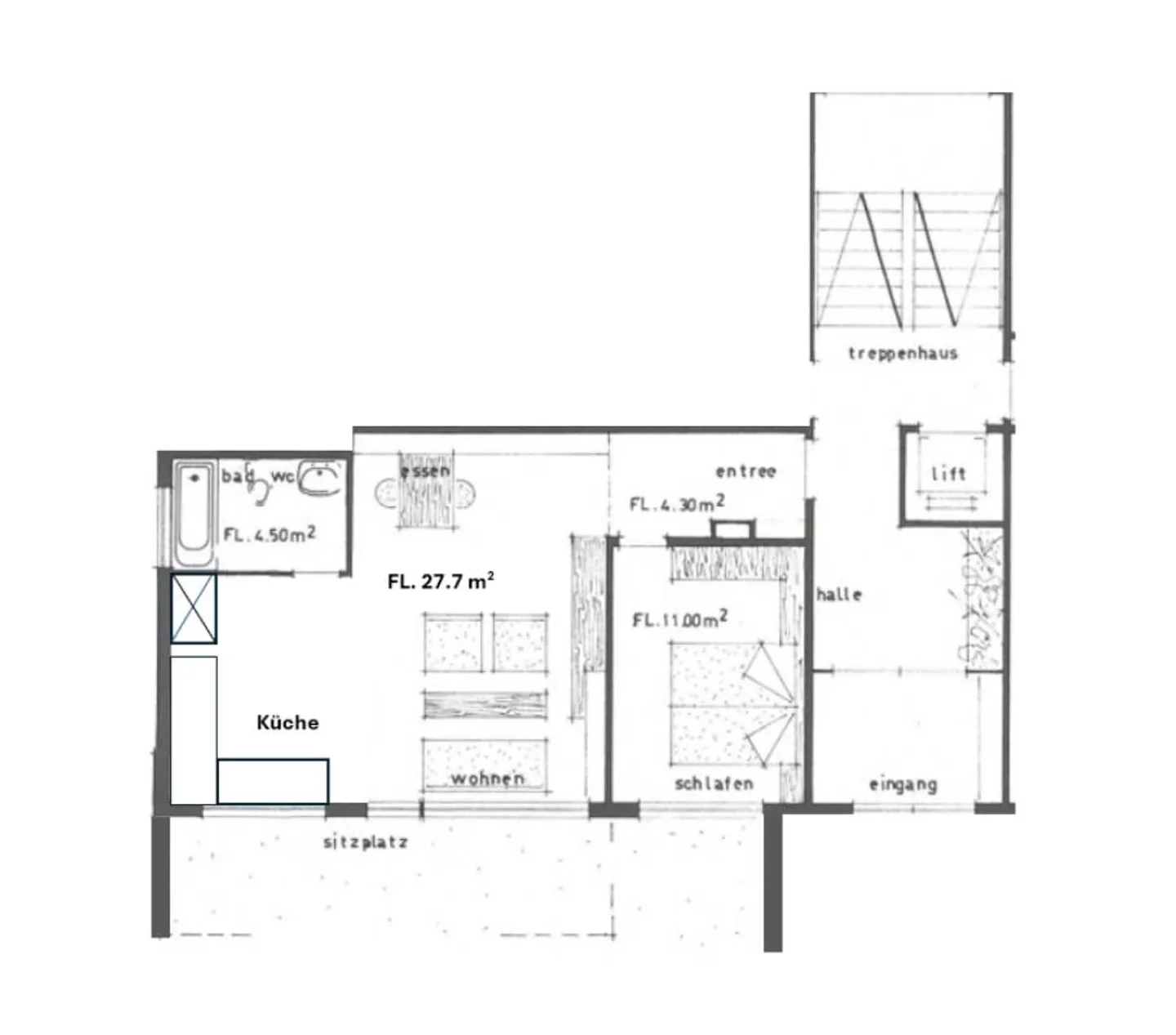 Appartamento di 2.5 locali parzialmente ristrutturato con area salotto in giardino - Foto 8 di 8