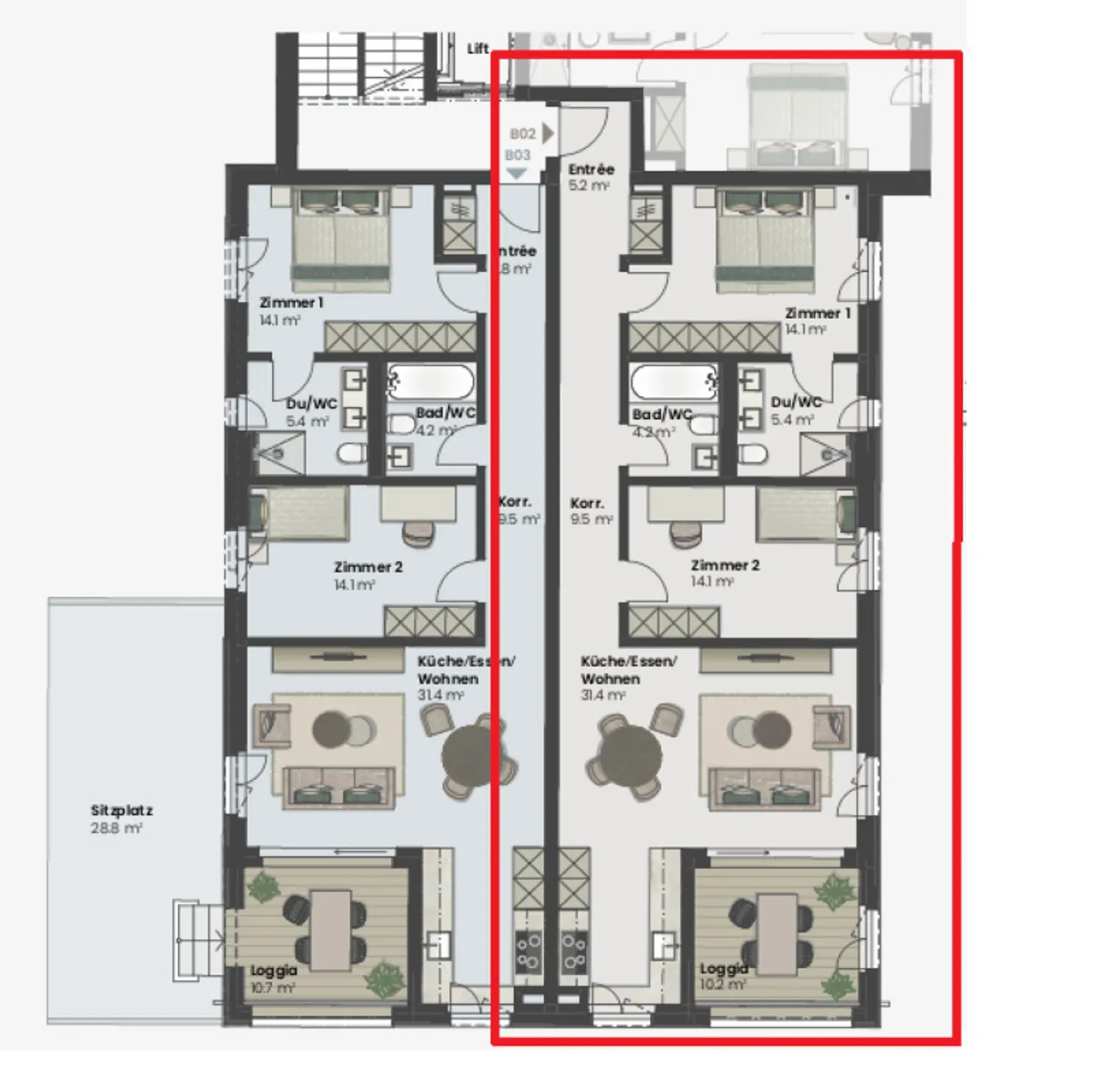 Appartamento di 3.5 locali al piano terra, edificio nuovo MFH Casa B Ovest - Foto 4 di 12