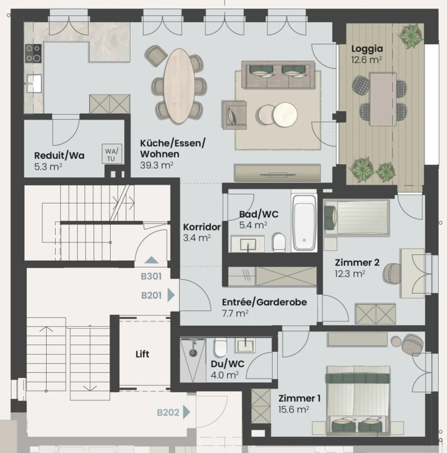 UG 3.5 Pièces Appartement Nouveau Bâtiment MFH Maison B Ouest - Photo 5 sur 13